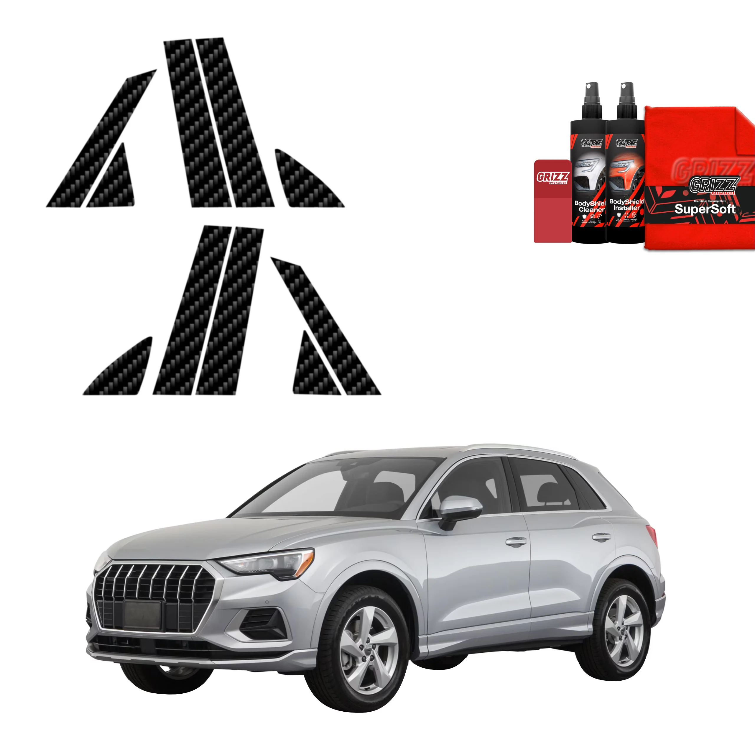 10in1 Kohlenstoff Schutzfolie für A-B-C-Säule - Audi Q3 Sportback (2018-2025)
