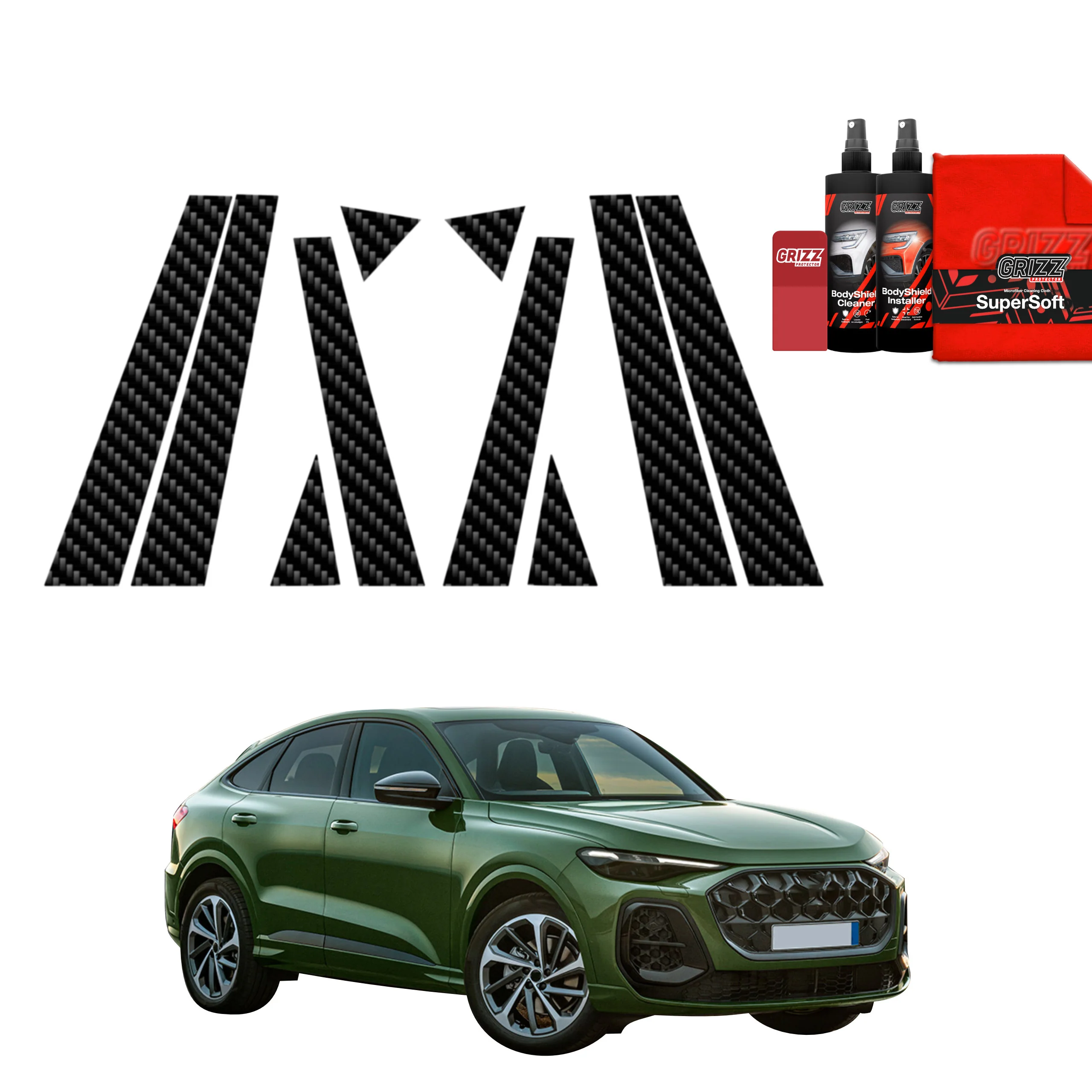 10in1 Kohlenstoff Schutzfolie für A-B-C-Säule - Audi Q5 Sportback (2025-2026)