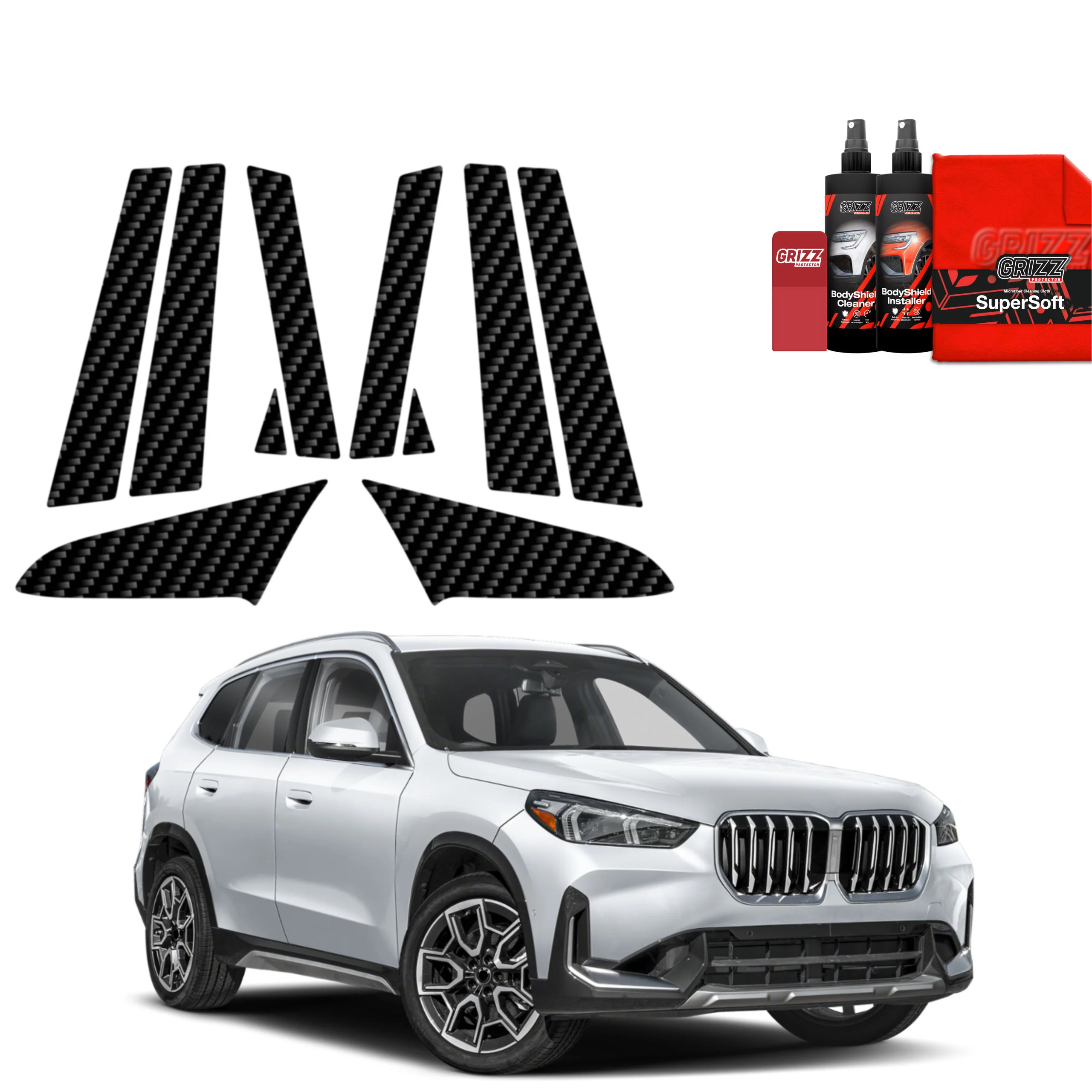 10in1 Kohlenstoff Schutzfolie für A-B-C-Säule - BMW X1 (2023- 2025)