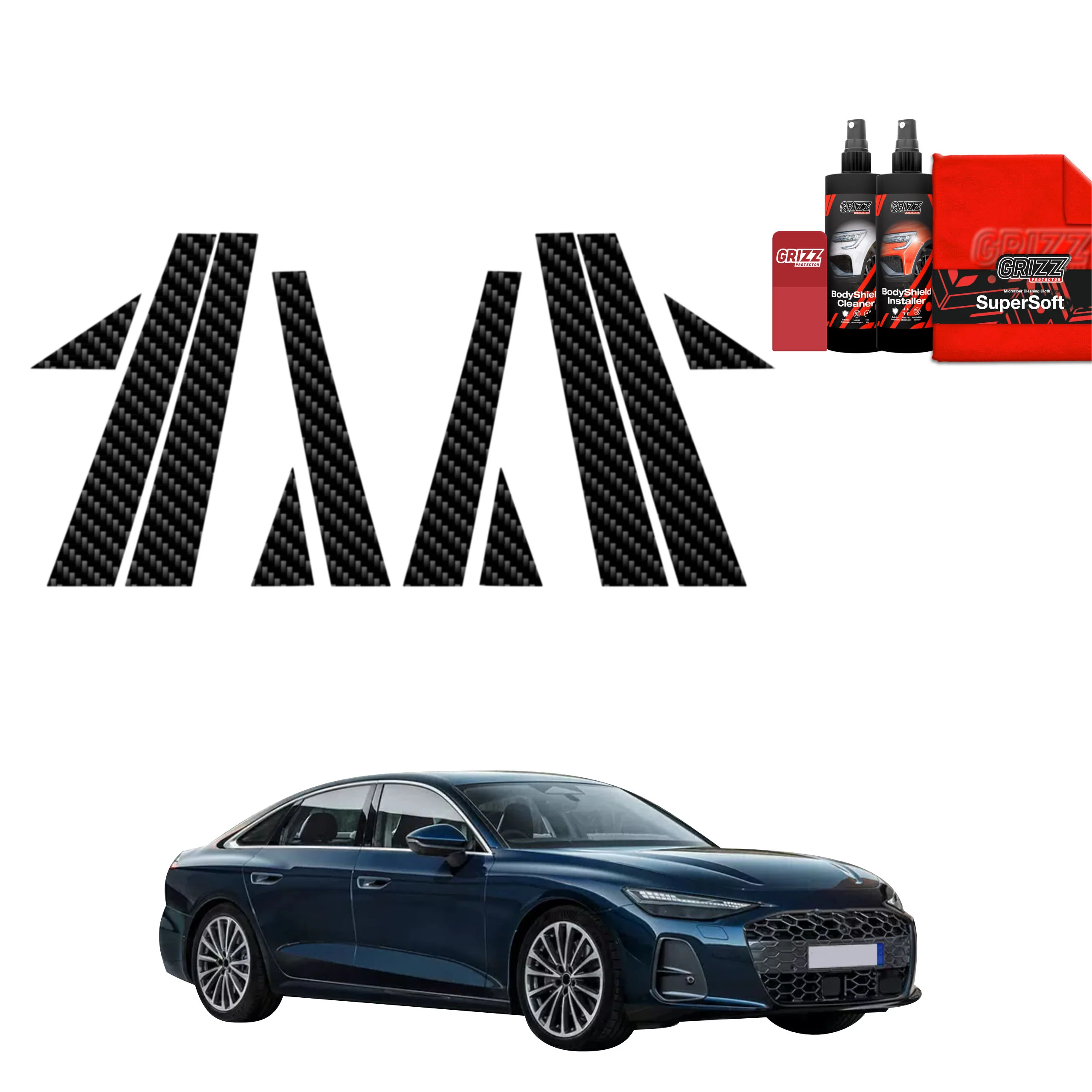 10in1 Kohlenstoff Schutzfolie für B-C-Säule - Audi A6 Limousine (2025-2026)