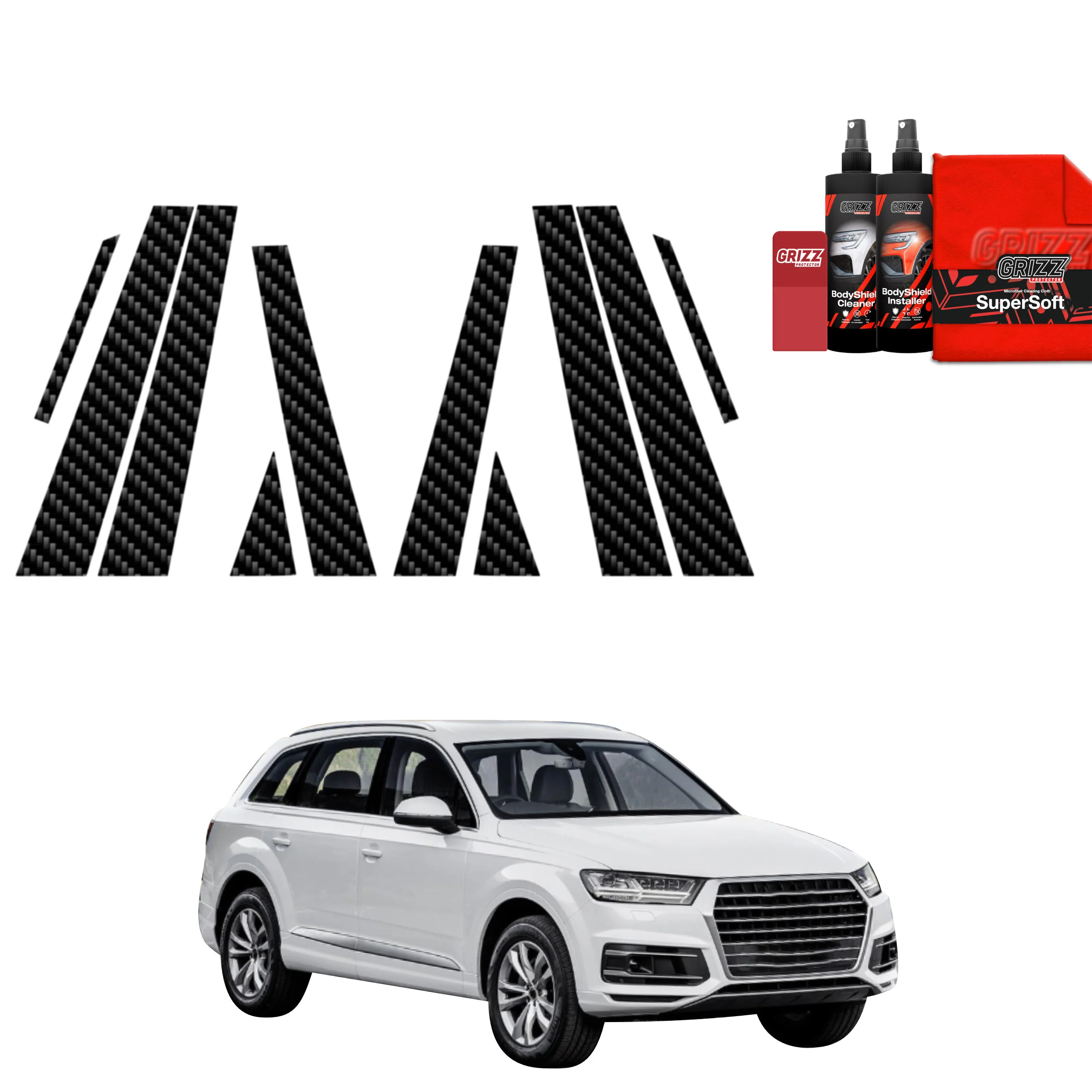 10in1 Kohlenstoff Schutzfolie für B-C-Säule - Audi Q7 (2015-2019)
