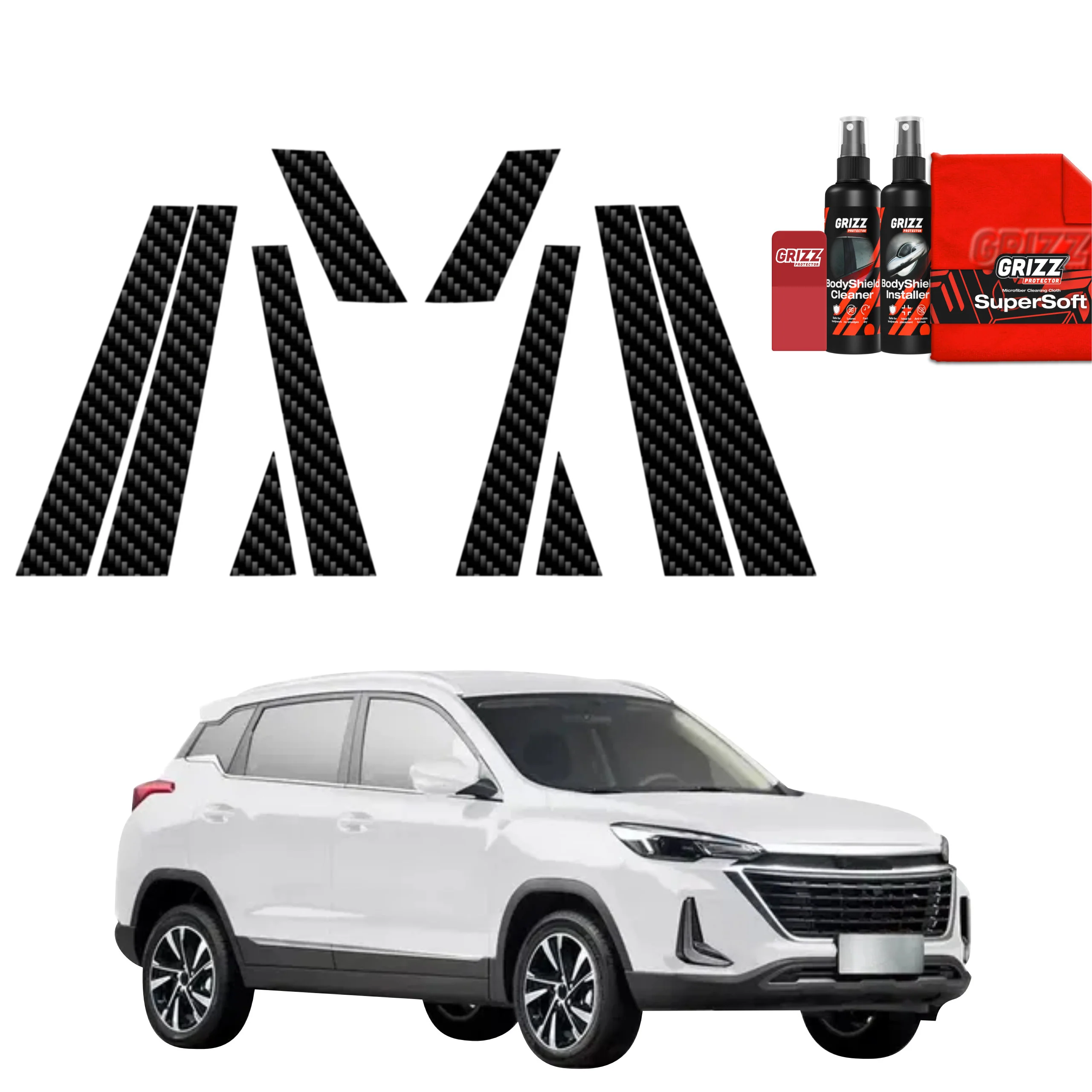 10in1 Kohlenstoff Schutzfolie für B-C-Säule - BAIC BEIJING 3 (2023-2026)
