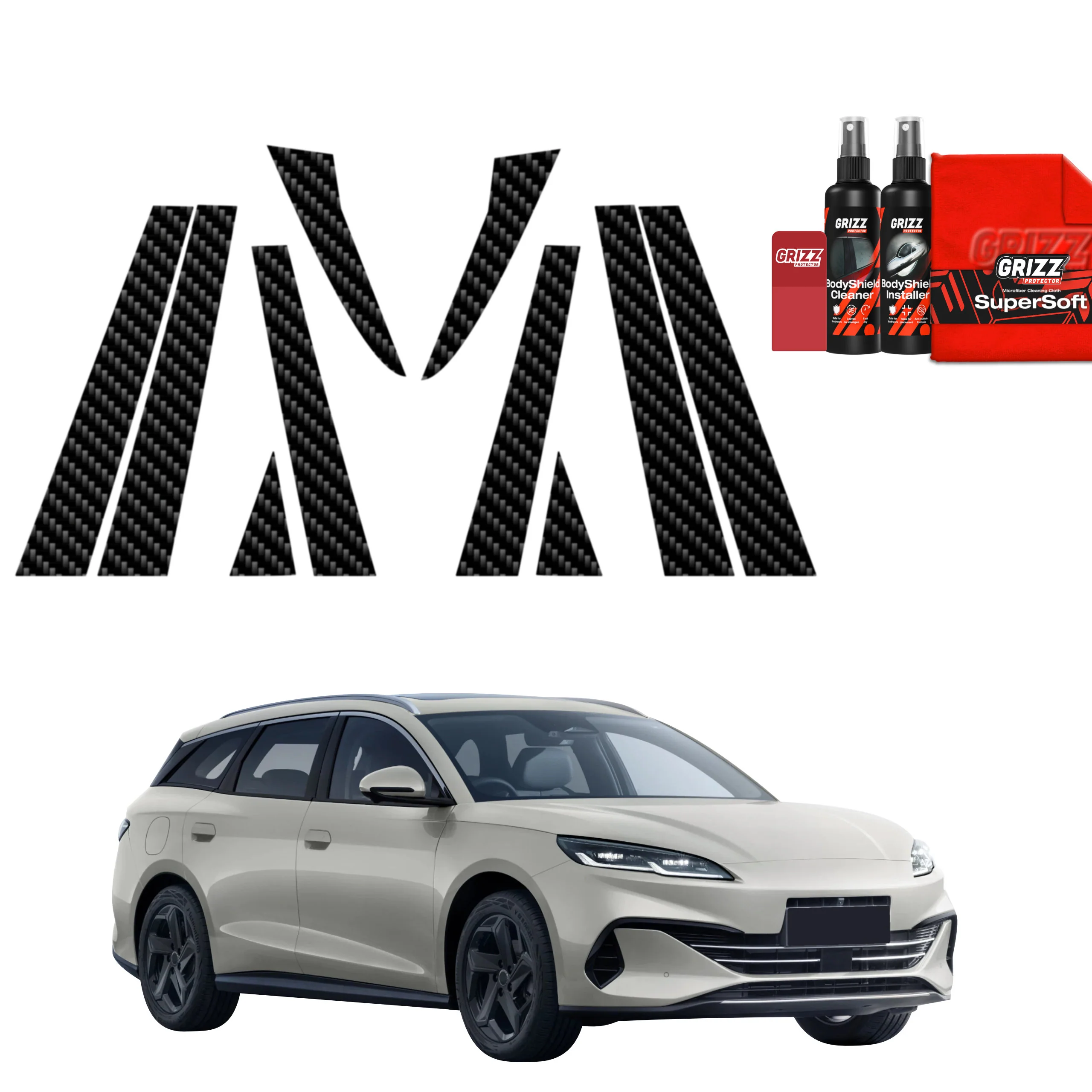 10in1 Kohlenstoff Schutzfolie fĂŒr B-C-SĂ€ule - BYD Seal 06 Dm-i Touring (2025-2026)