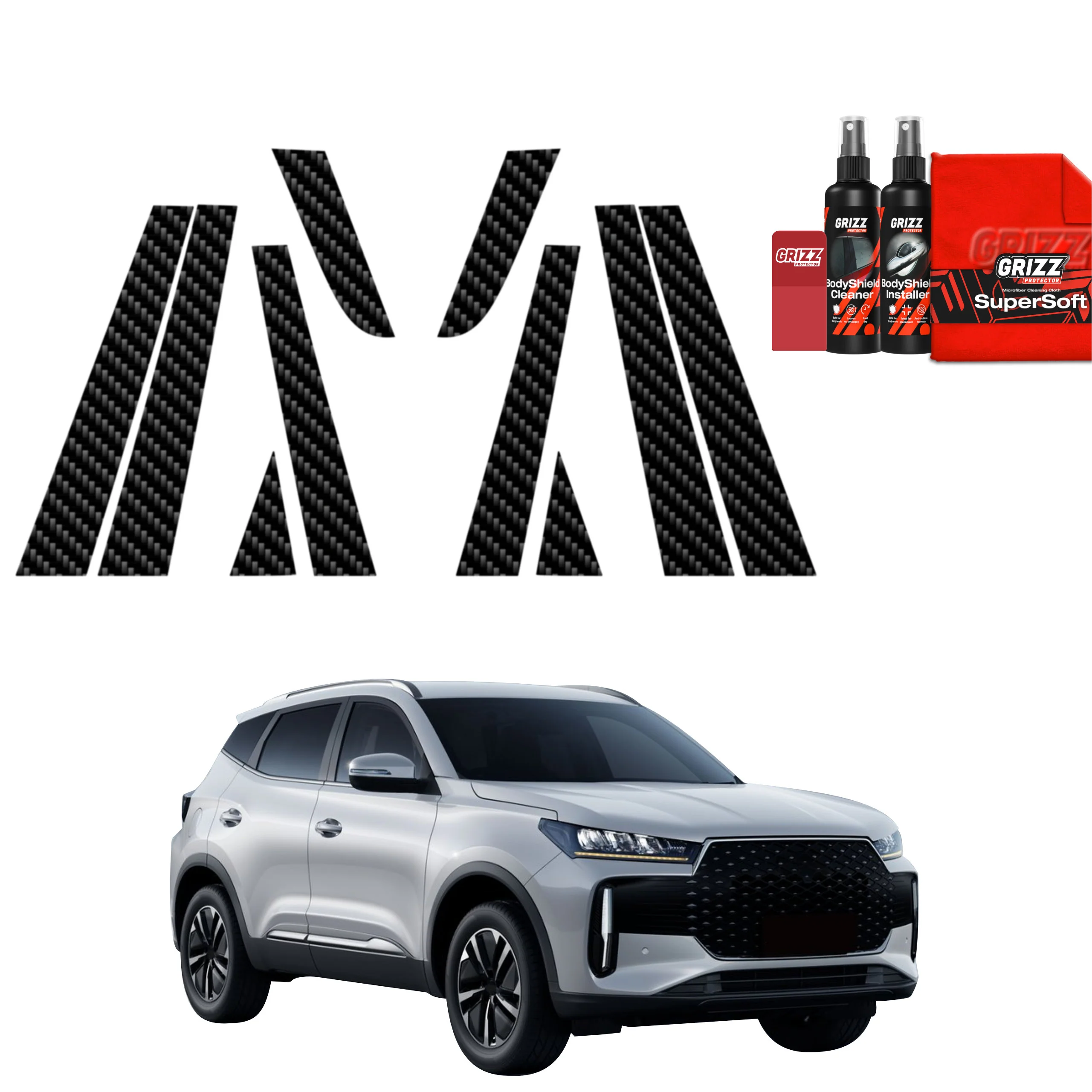 10in1 Kohlenstoff Schutzfolie für B-C-Säule - Chery Tiggo 4 (2025-2026)