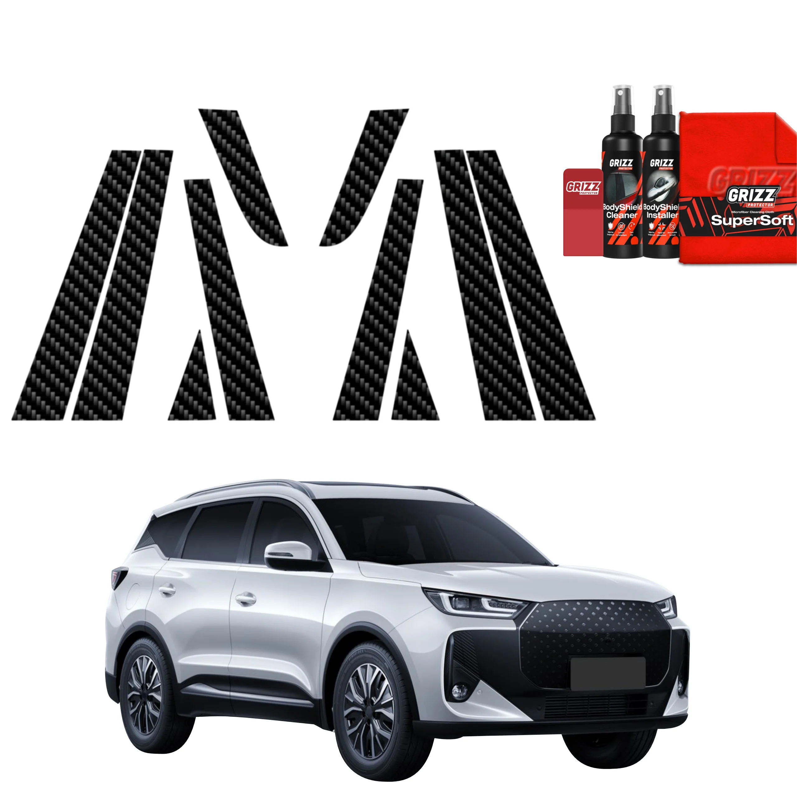 10in1 Kohlenstoff Schutzfolie für B-C-Säule - Chery Tiggo 7 (2025-2026)