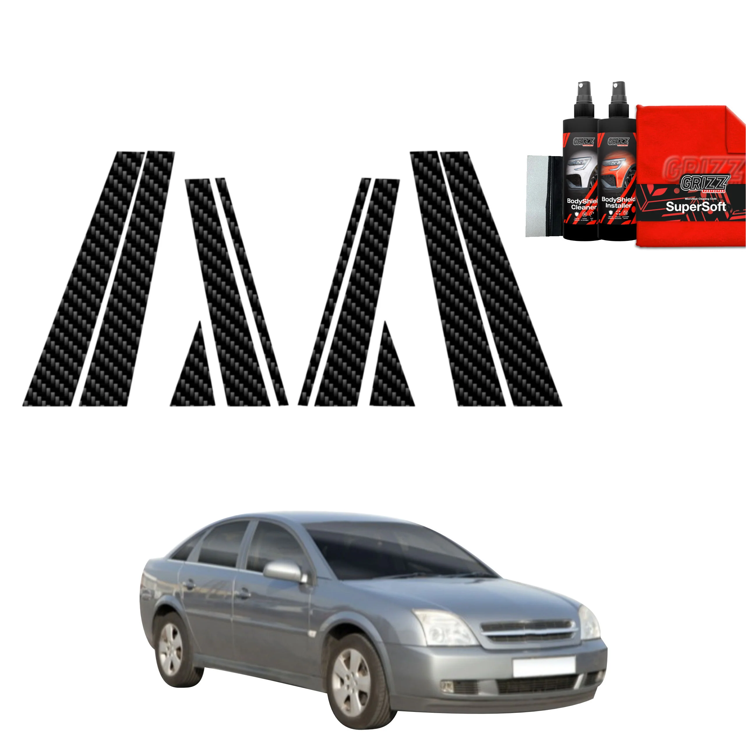 10in1 Kohlenstoff Schutzfolie für B-C-Säule - Opel Vectra C Liftback (2002-2005)