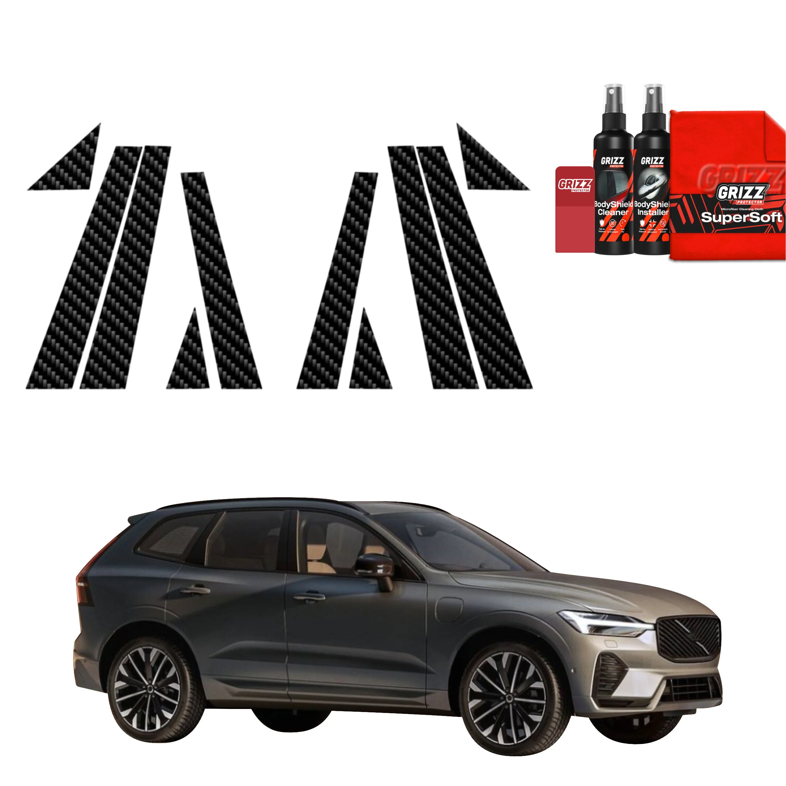 10in1 Kohlenstoff Schutzfolie für B-C-Säule - Volvo XC60 (2025-2026)