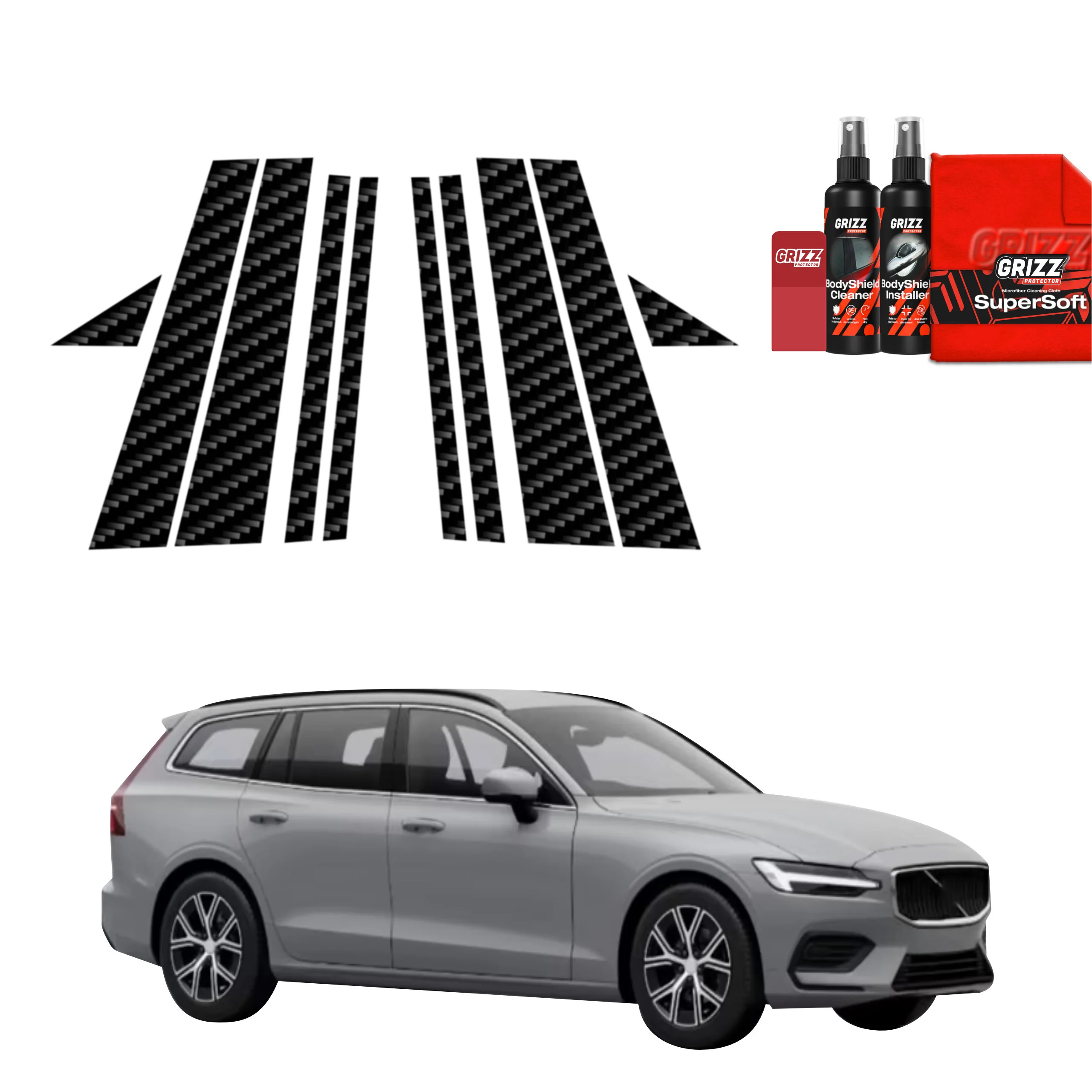10in1 Kohlenstoff Schutzfolie für B-C-Säule - Volvo V60 (2026)