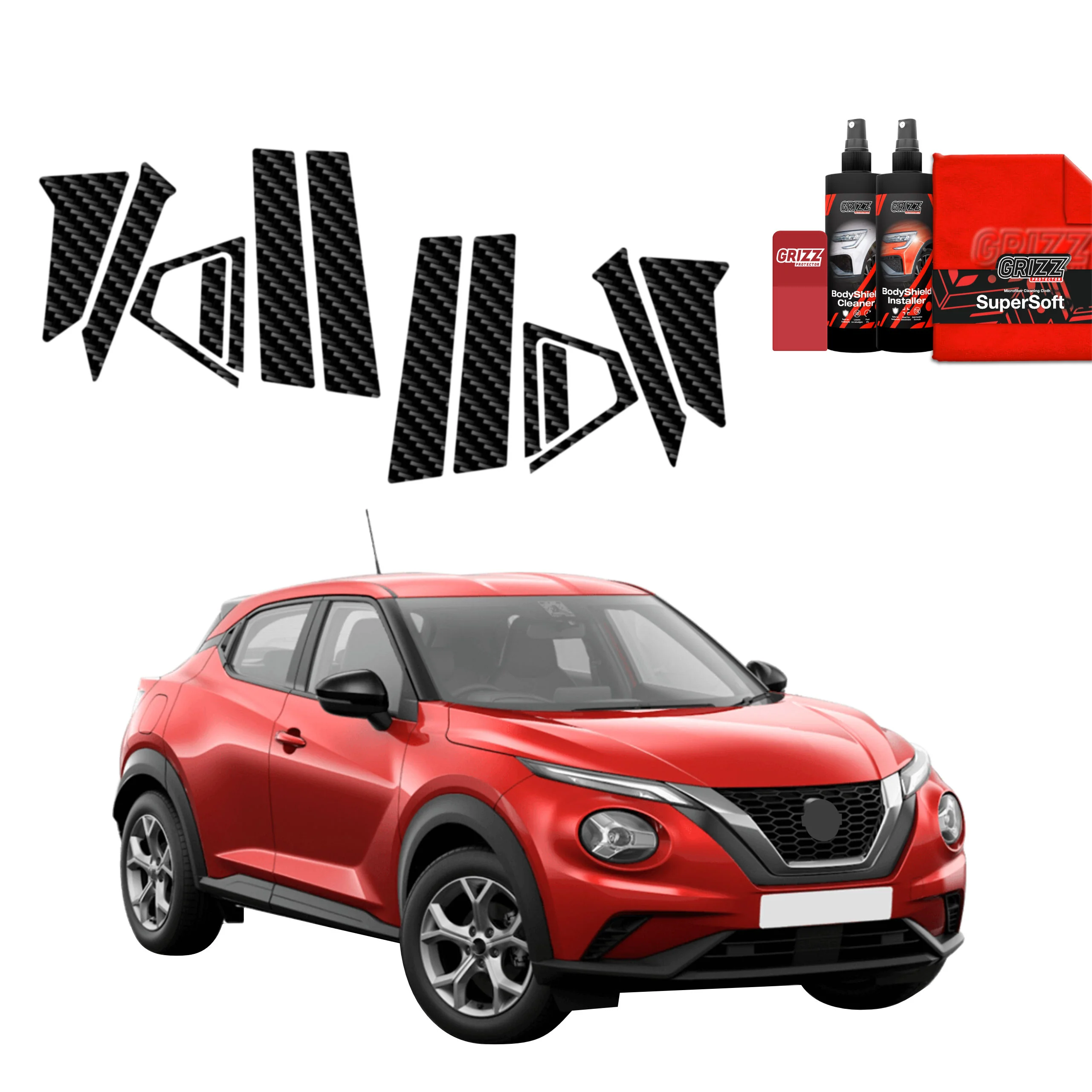 10in1 Kohlenstoff Schutzfolie für B-Säule - Nissan Juke Facelift (2024-2026)