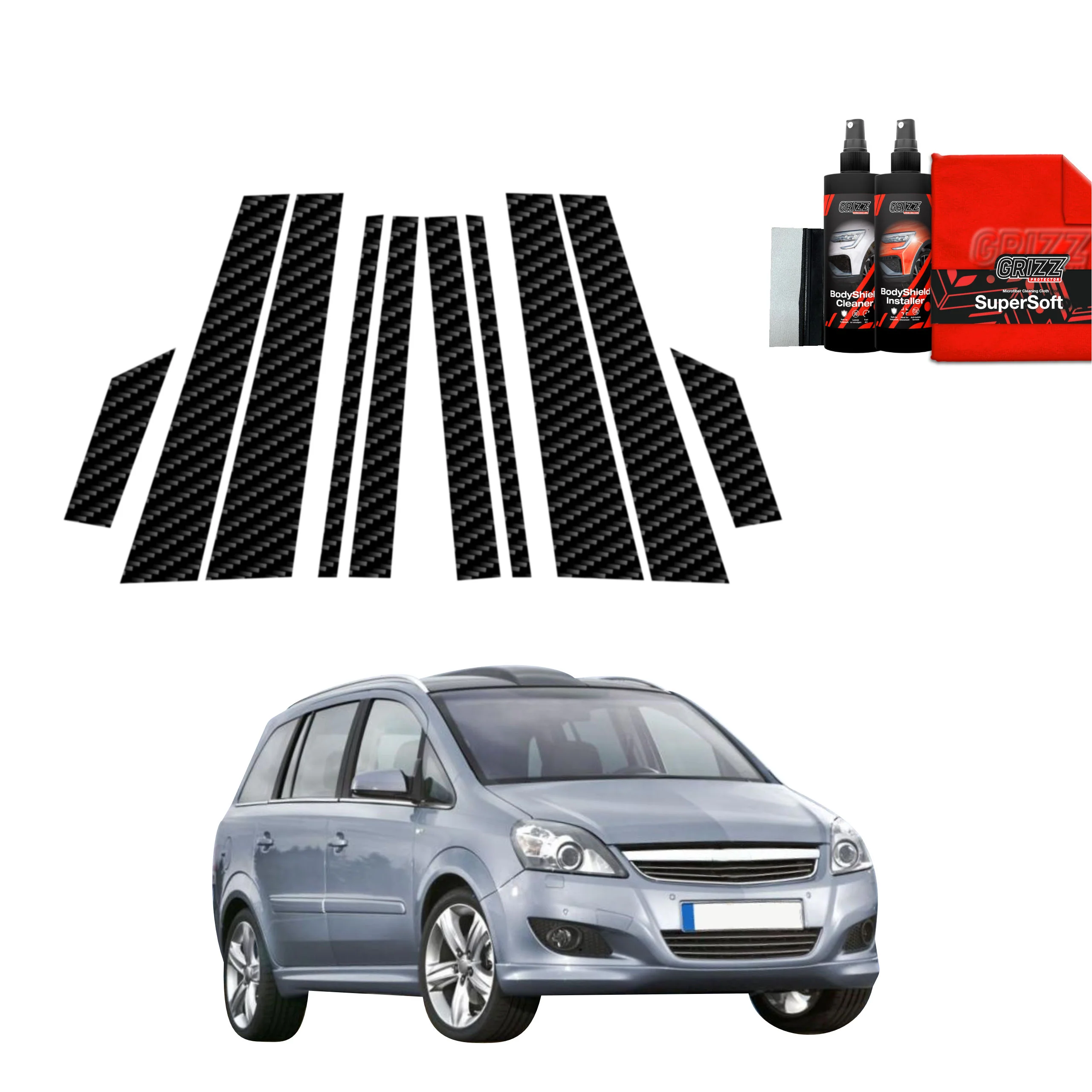 10in1 Kohlenstoff Schutzfolie für B-C-Säule - Opel Zafira B Kombi 5D (2010-2014)