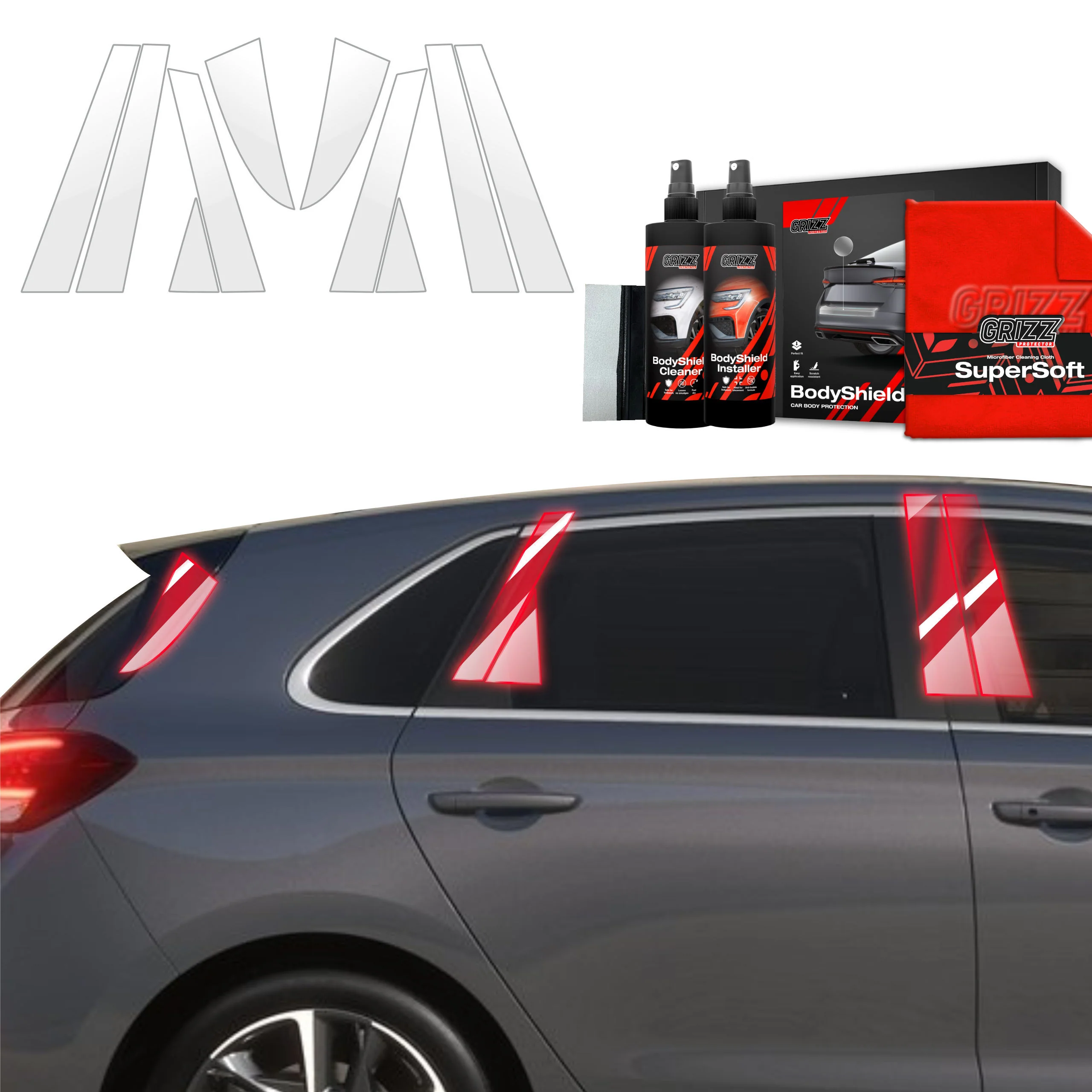 10in1 Schutzfolie für B-C-Säule - Hyundai i30 Hatchback (2020-2026)