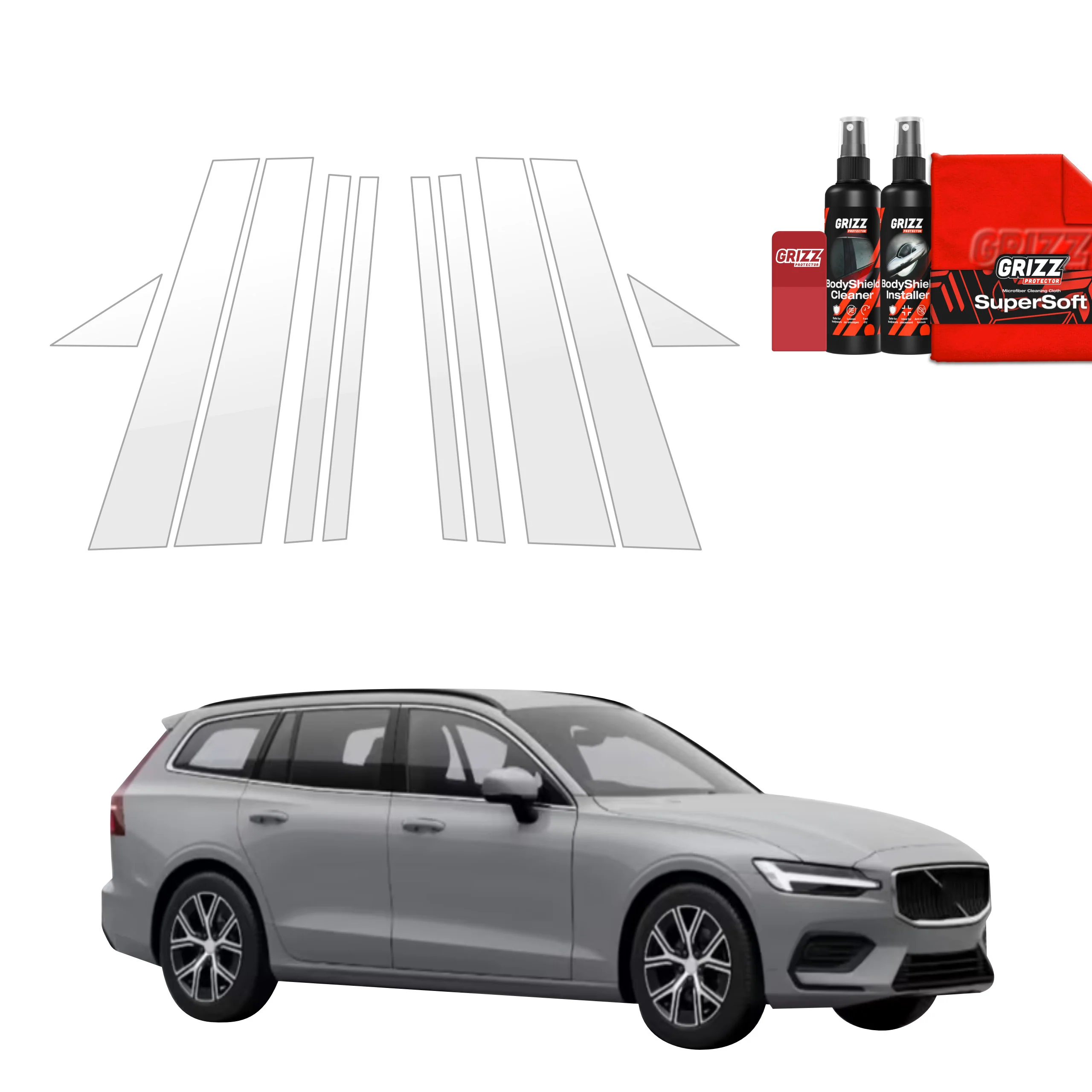 10in1 Schutzfolie fĂŒr B-C-SĂ€ule - Volvo V60 (2026)