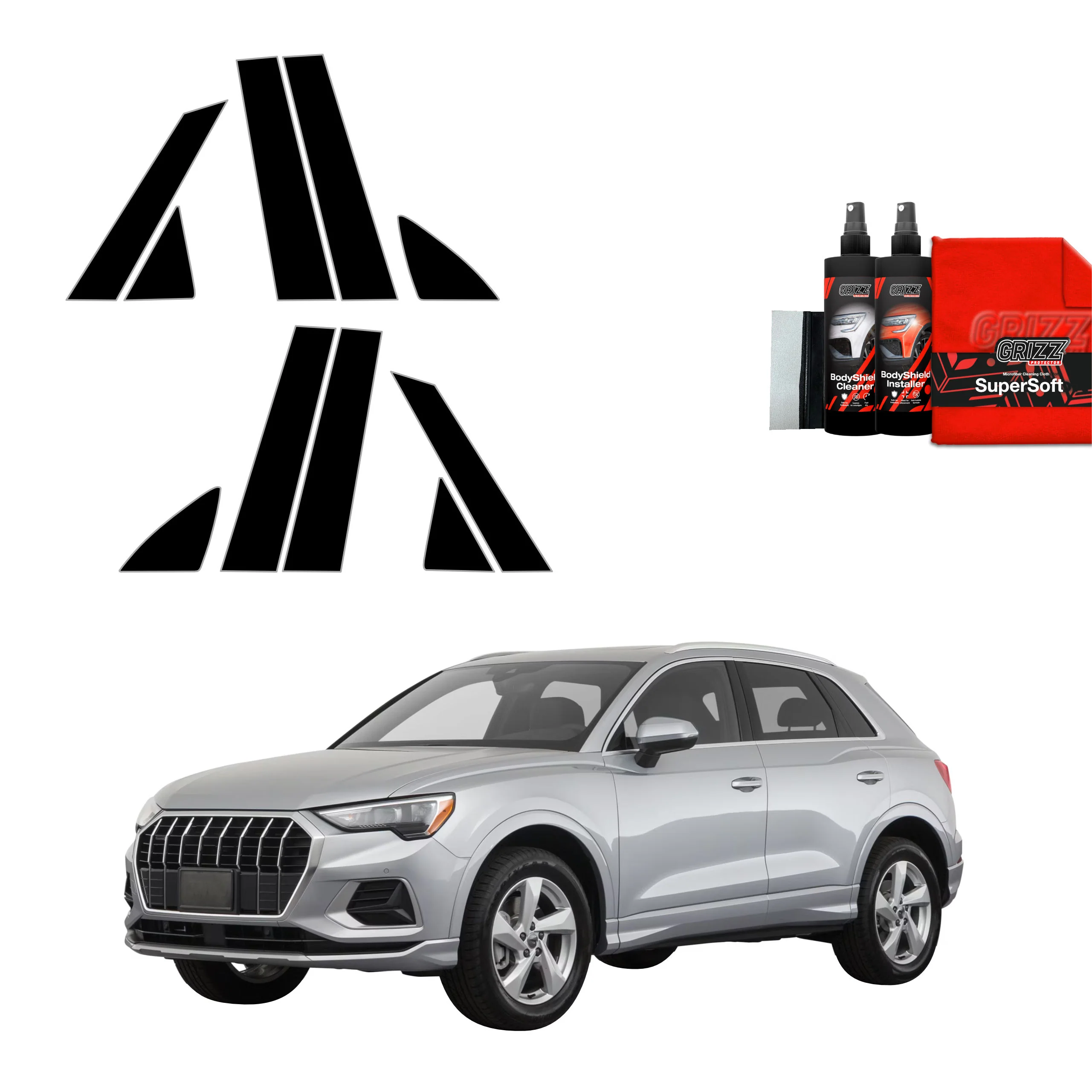 10in1 Schwarze schutzfolie für A-B-C-Säule - Audi Q3 Sportback (2018-2025)