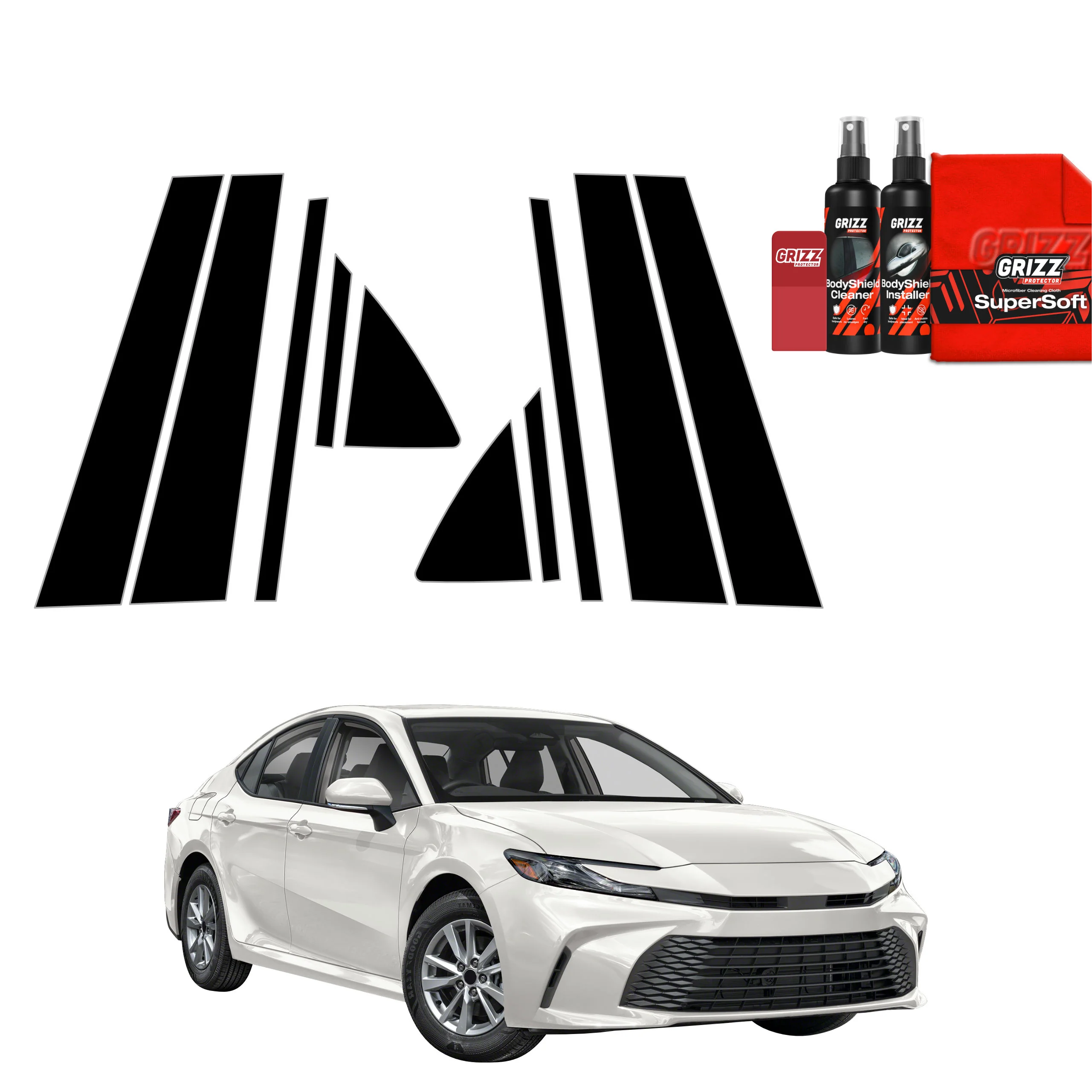 10in1 Schwarze schutzfolie für A-B-C-Säule - Toyota Camry (2025-2026)