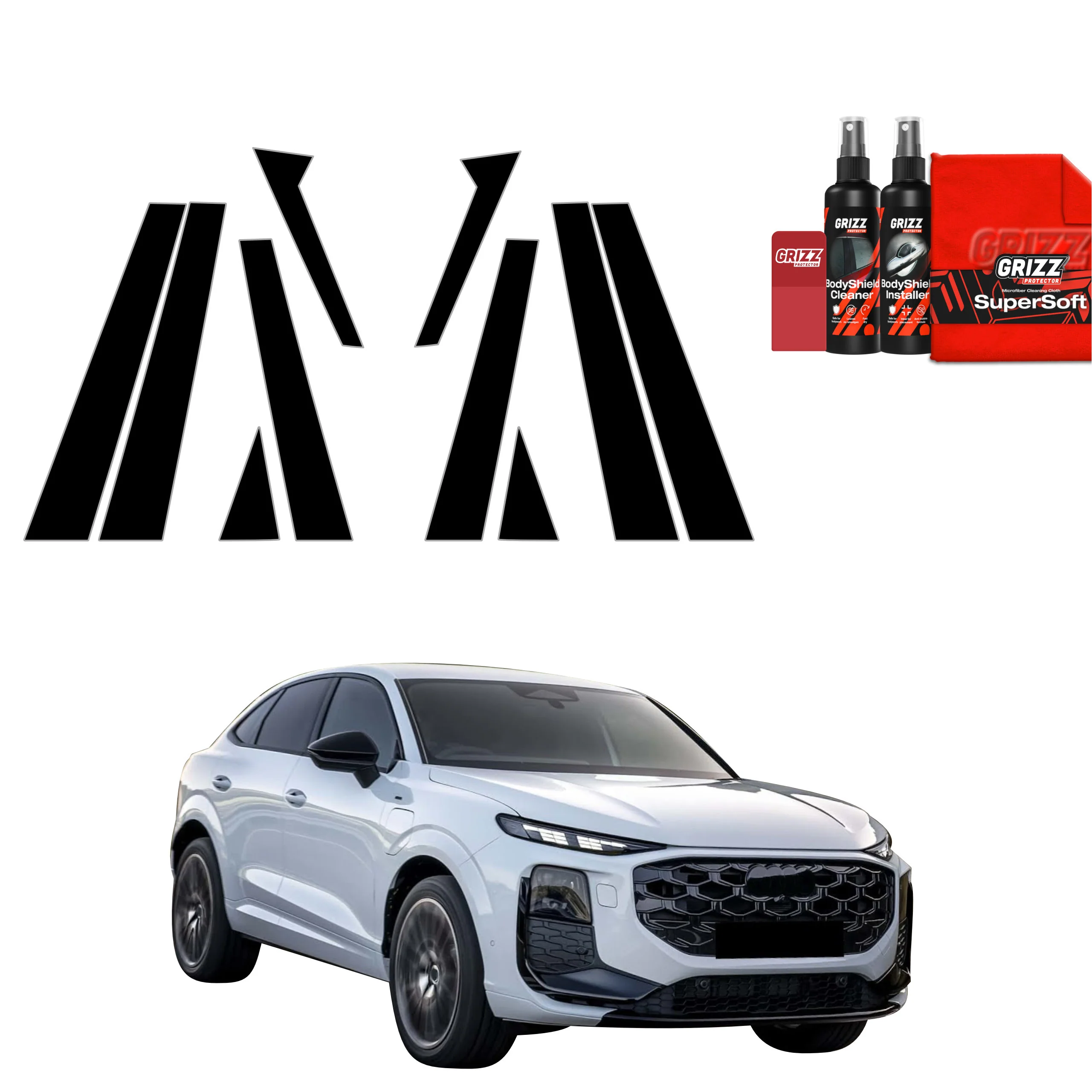 10in1 Schwarze Schutzfolie fĂŒr B-C-SĂ€ule - Audi Q3 Sportback (2025-2026)