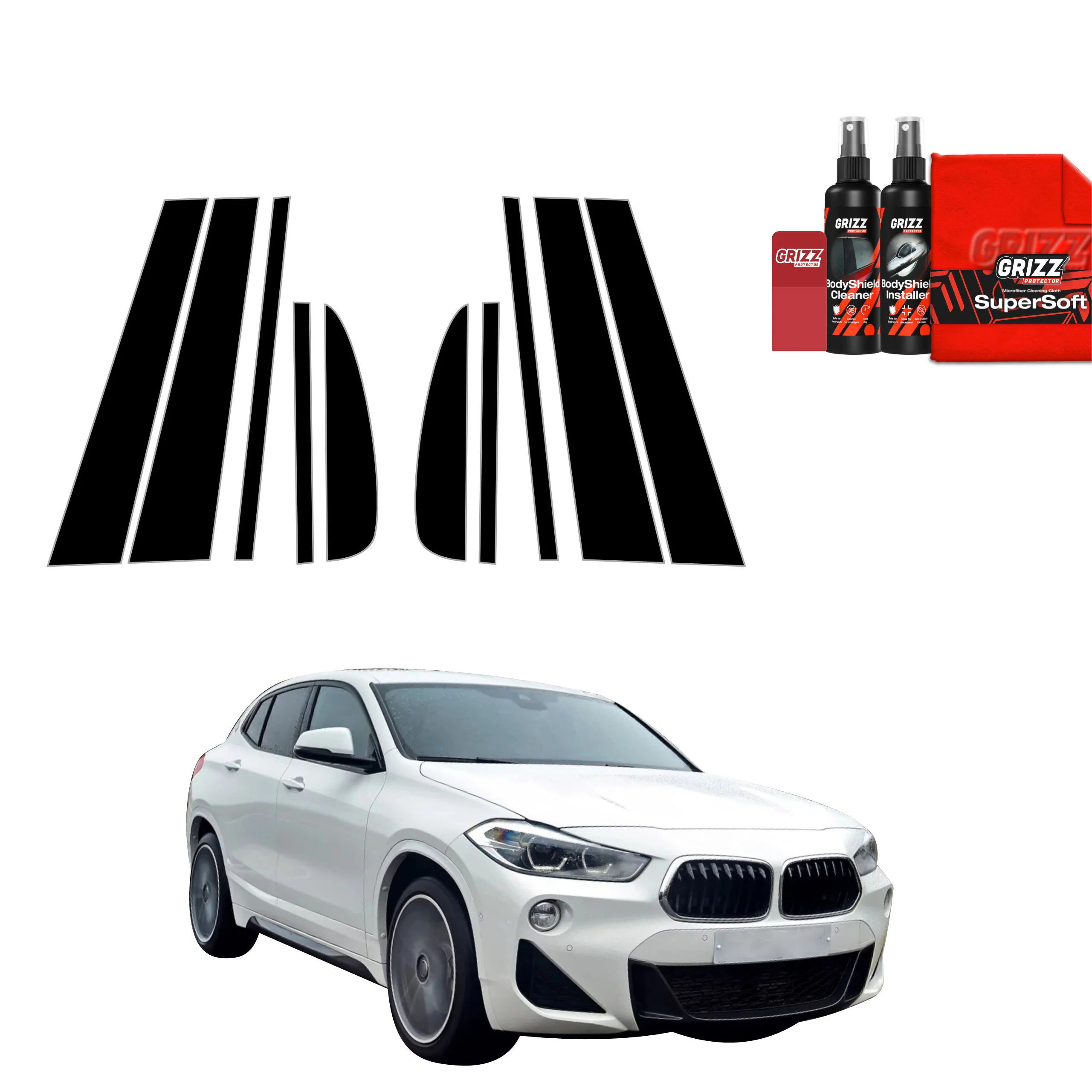 10in1 Schwarze Schutzfolie fĂŒr B-C-SĂ€ule - BMW X2 (2017-2023)