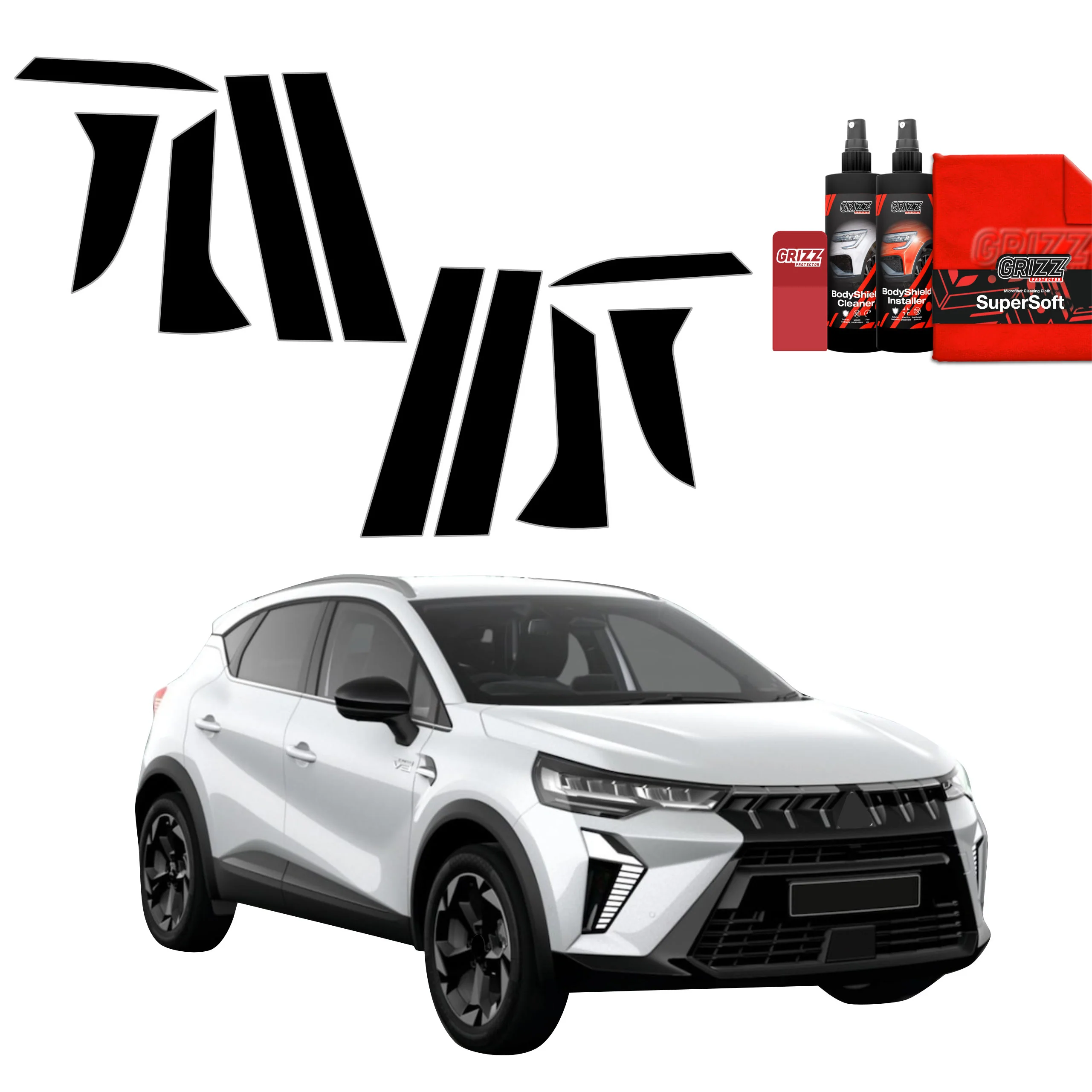 10in1 Schwarze schutzfolie für B-C-Säule - Mitsubishi ASX Facelift (2024-2026)