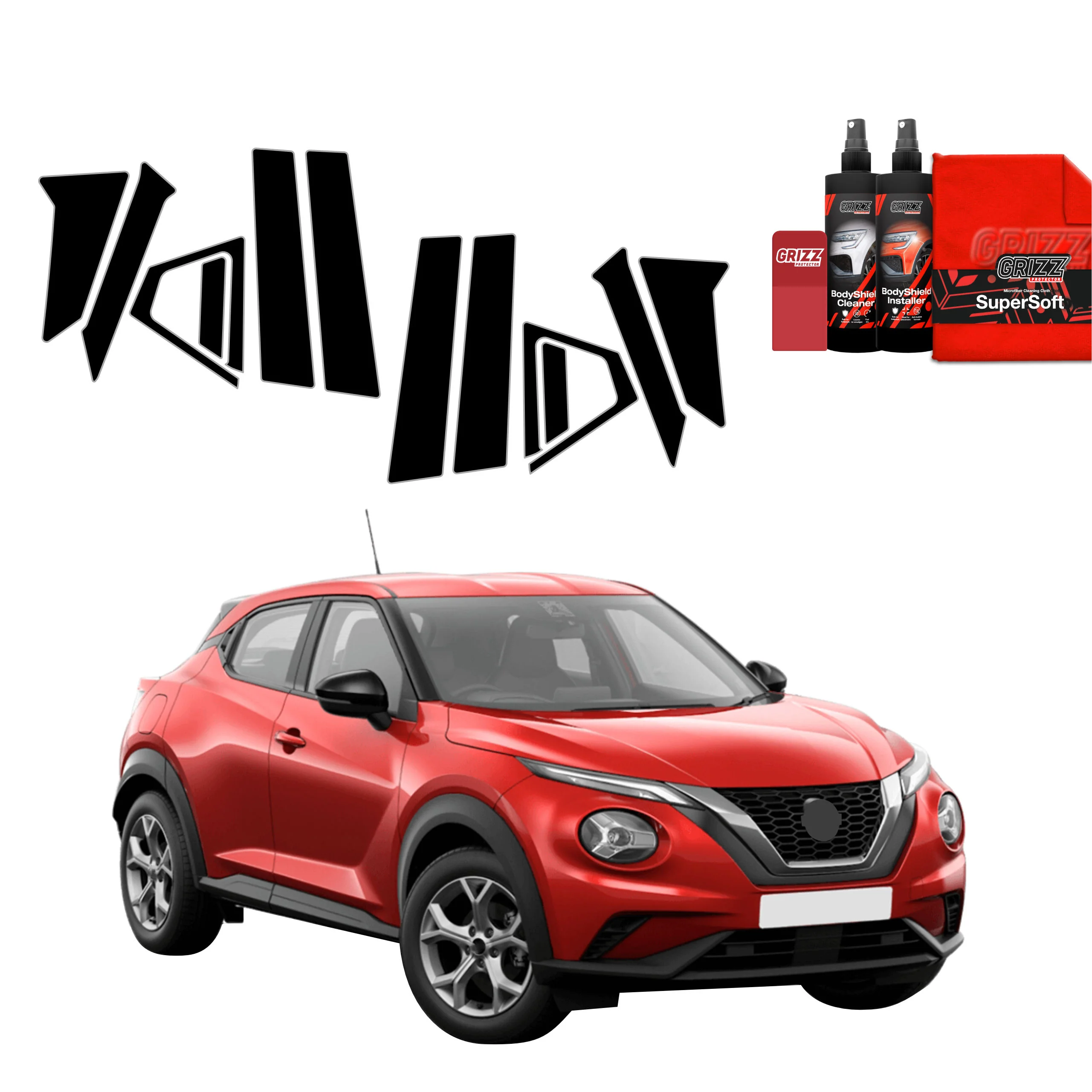 10in1 Schwarze schutzfolie für B-Säule - Nissan Juke Facelift (2024-2026)