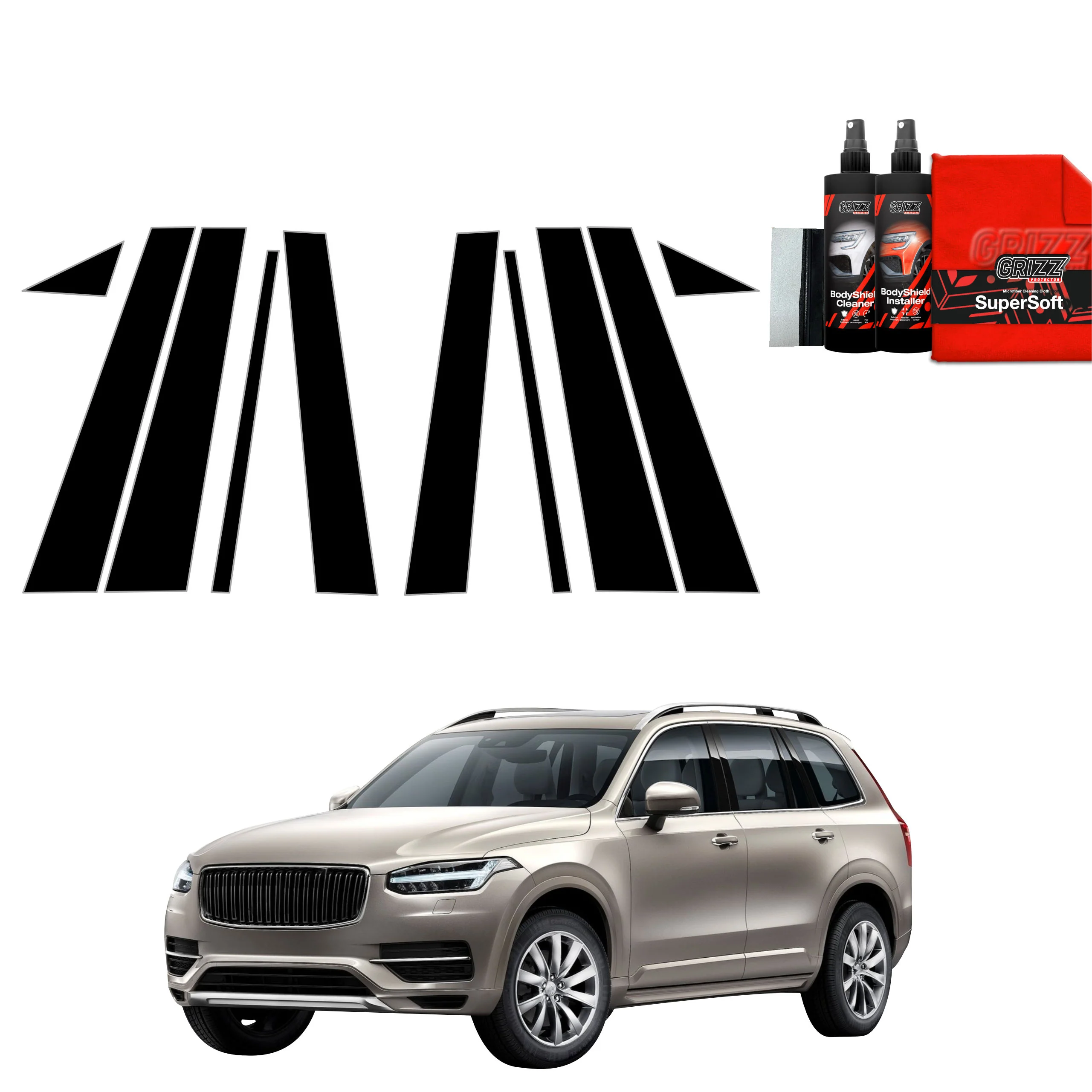 10in1 Schwarze Schutzfolie für A-B-C-Säule - Volvo XC90 (2015-2020)