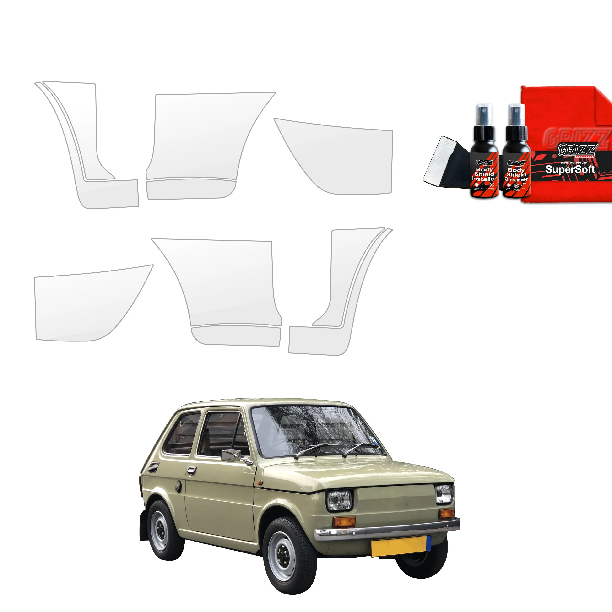 10w1 Schutzfolie für hinteren Seitenschweller - Fiat 126P (1972-2000)