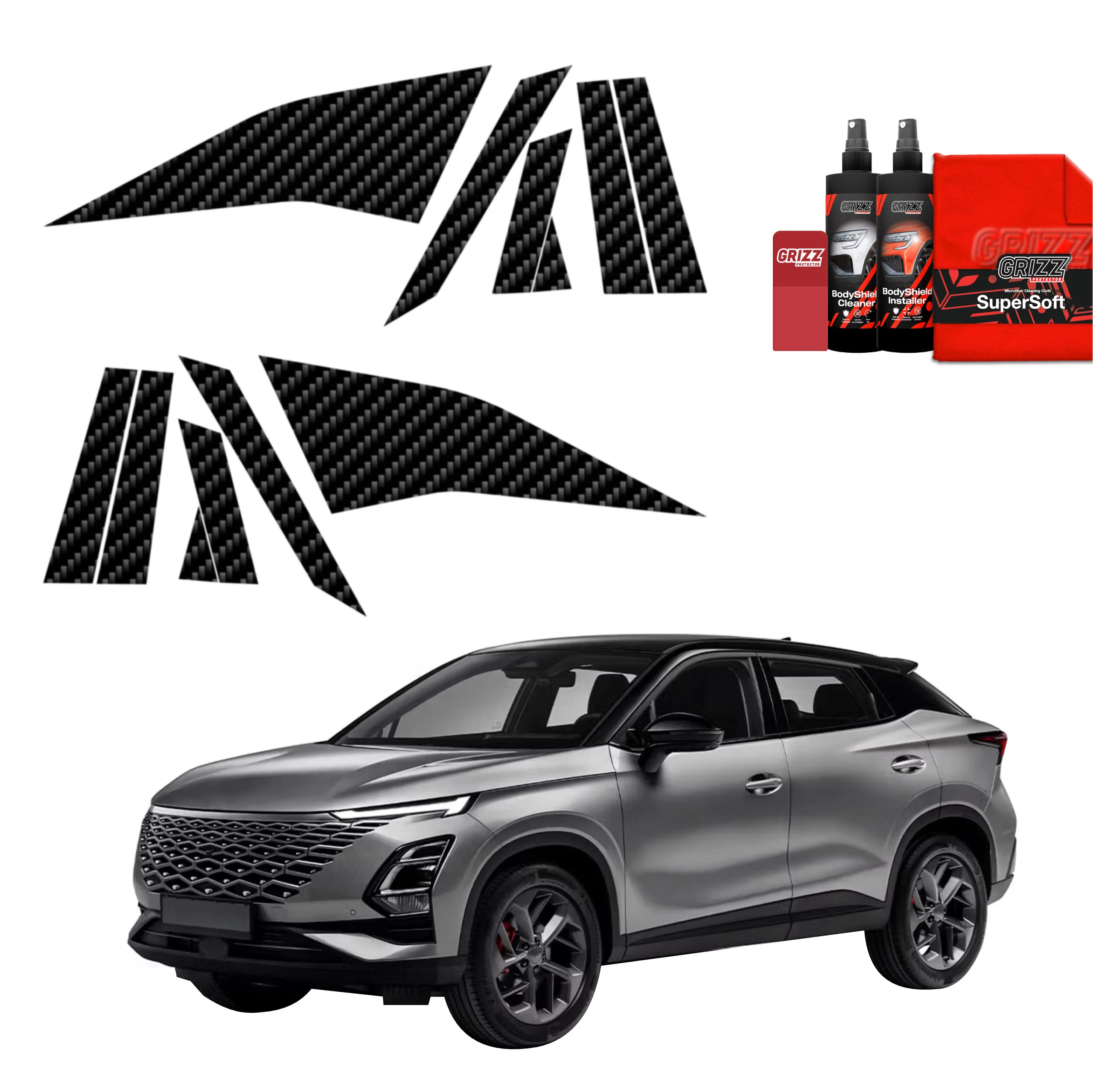 12in1 Kohlenstoff Schutzfolie für A-B-C-Säule - OMODA 5 Facelift (2024-2026)