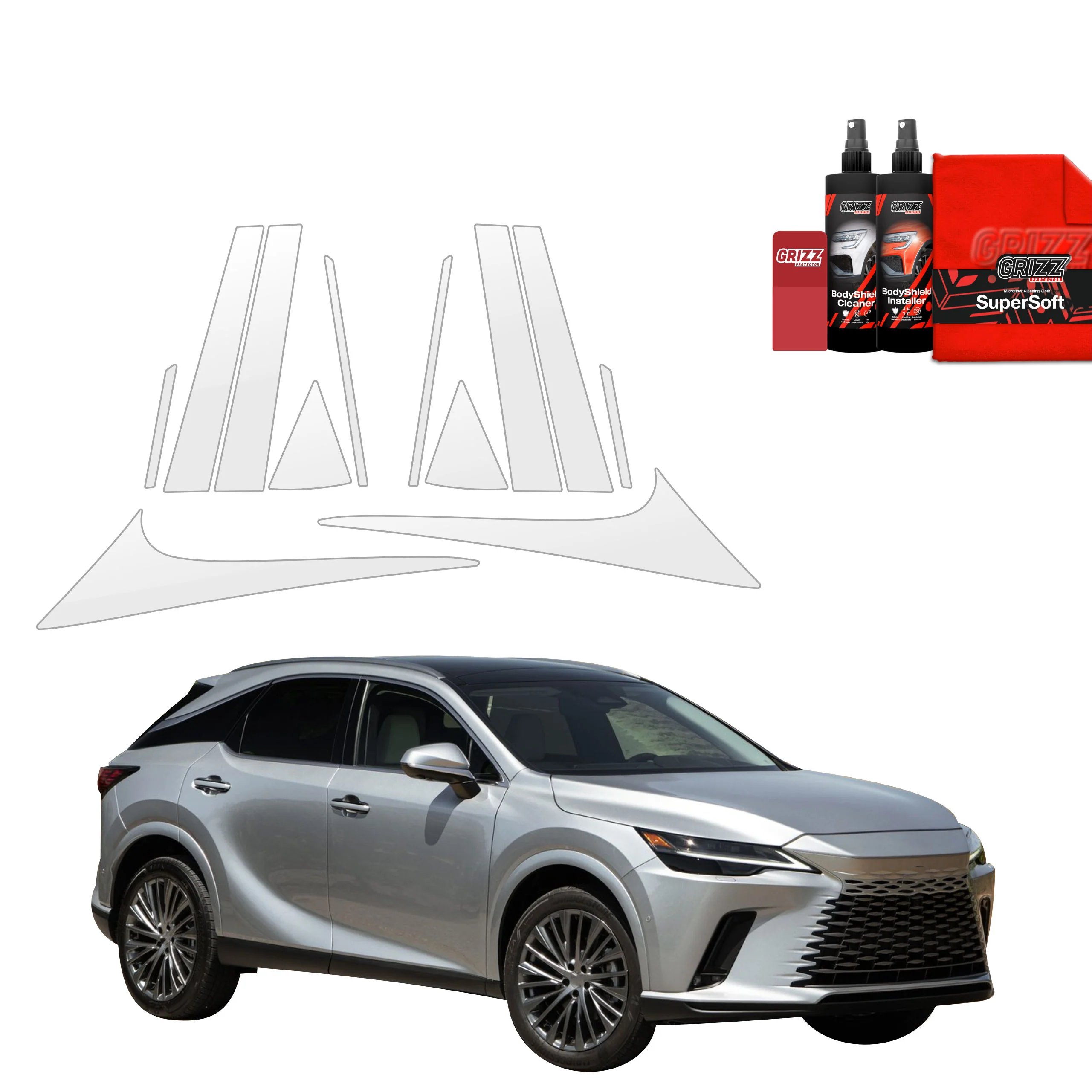 12in1 Schutzfolie fĂŒr A-B-C-SĂ€ule - Lexus RX 350h (2022-2026)