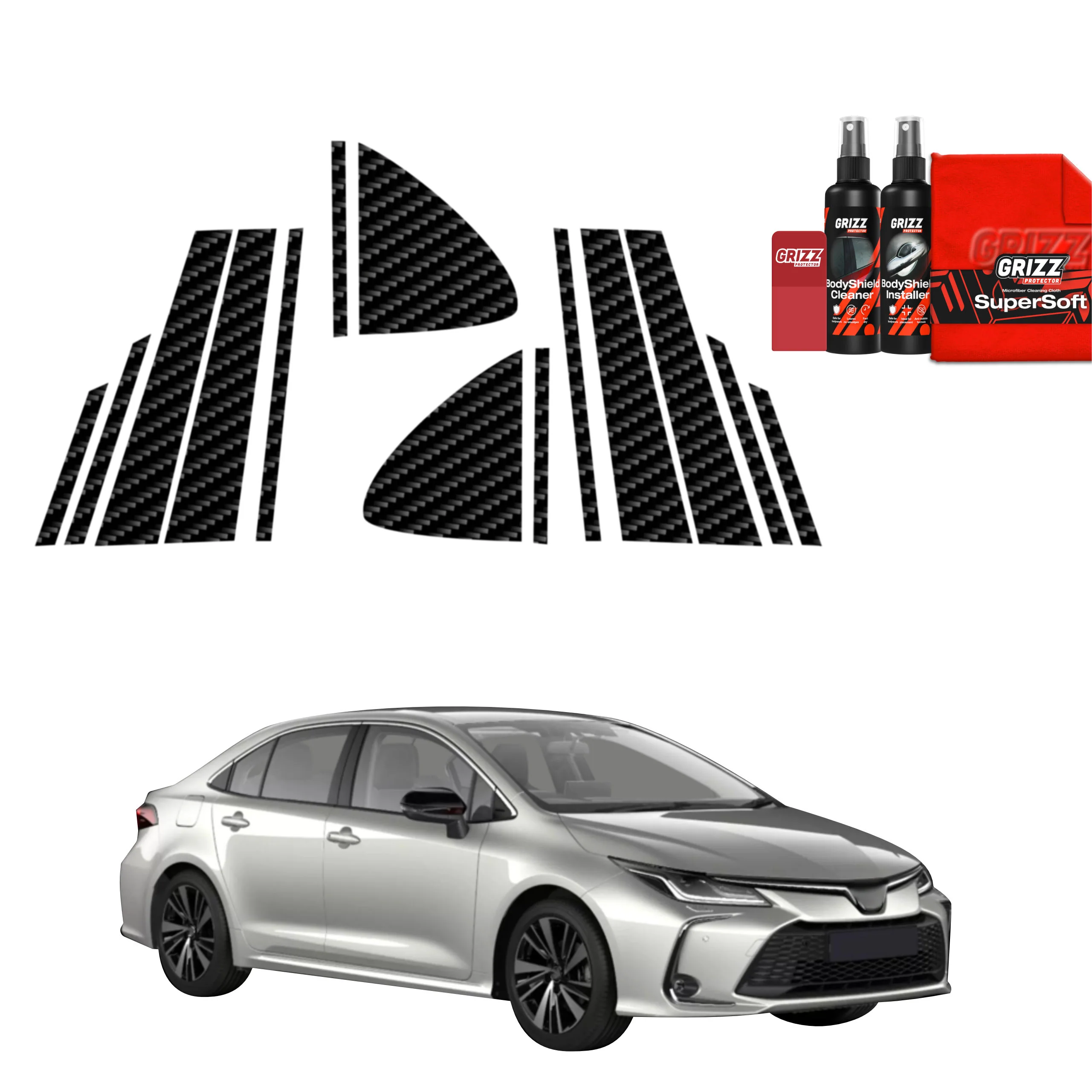 14in1 Kohlenstoff Schutzfolie für B-C-Säule - Toyota Corolla Sedan (2022-2026)