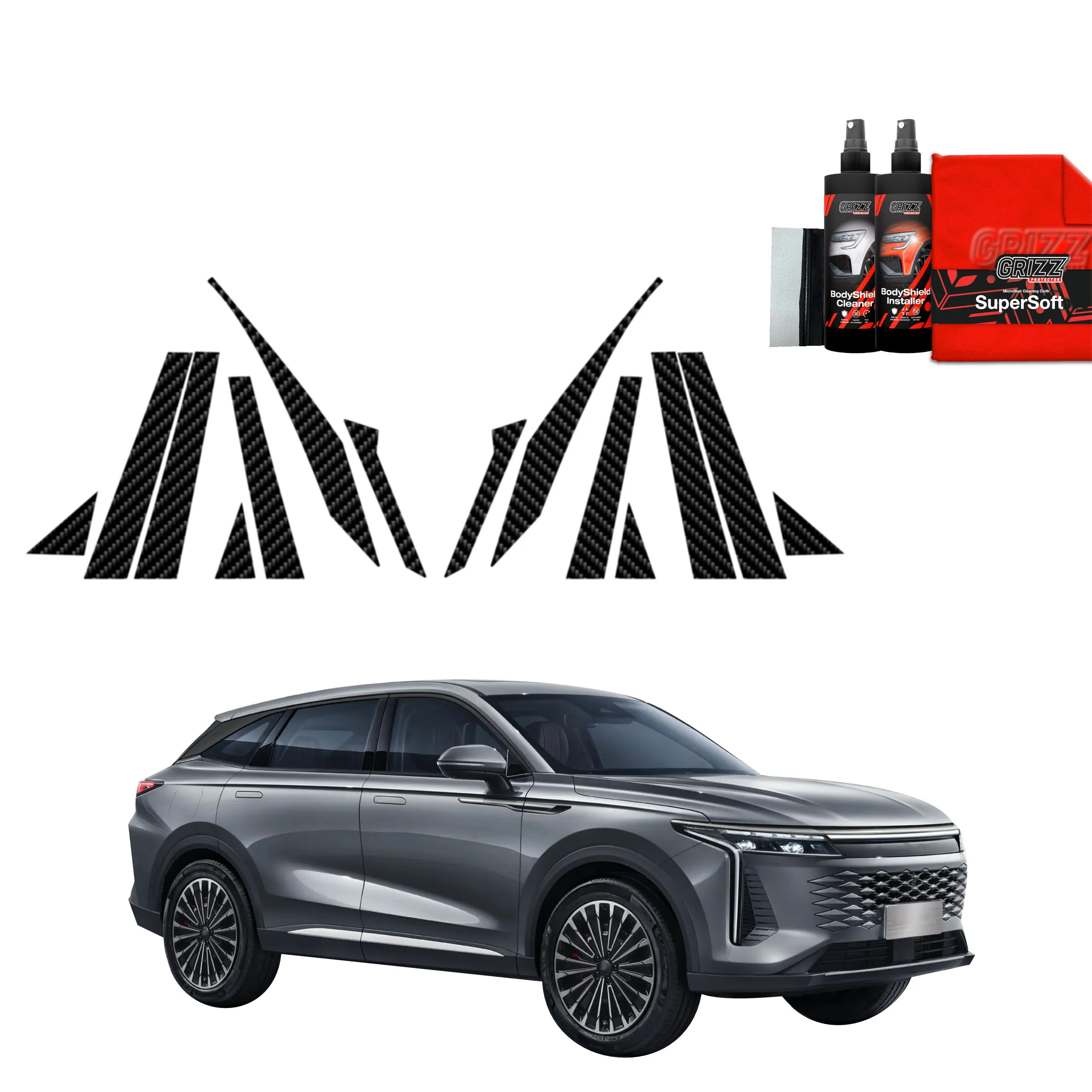 14in1 Kohlenstoff Schutzfolie für A-B-C-Säule - OMODA 9 Super Hybrid (2025-2026)