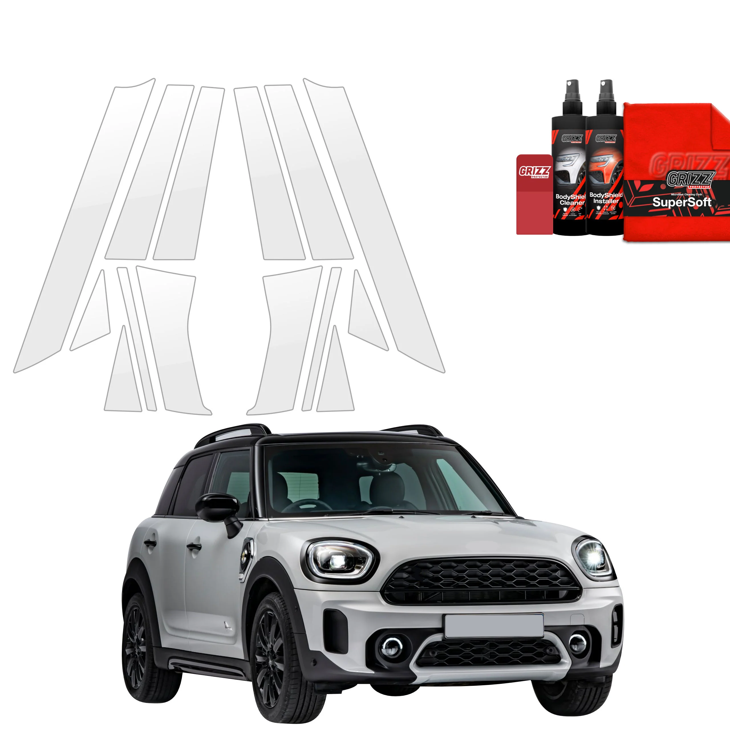 14in1 Schutzfolie fĂŒr A-B-C-SĂ€ule - Mini Countryman (2023- 2025)