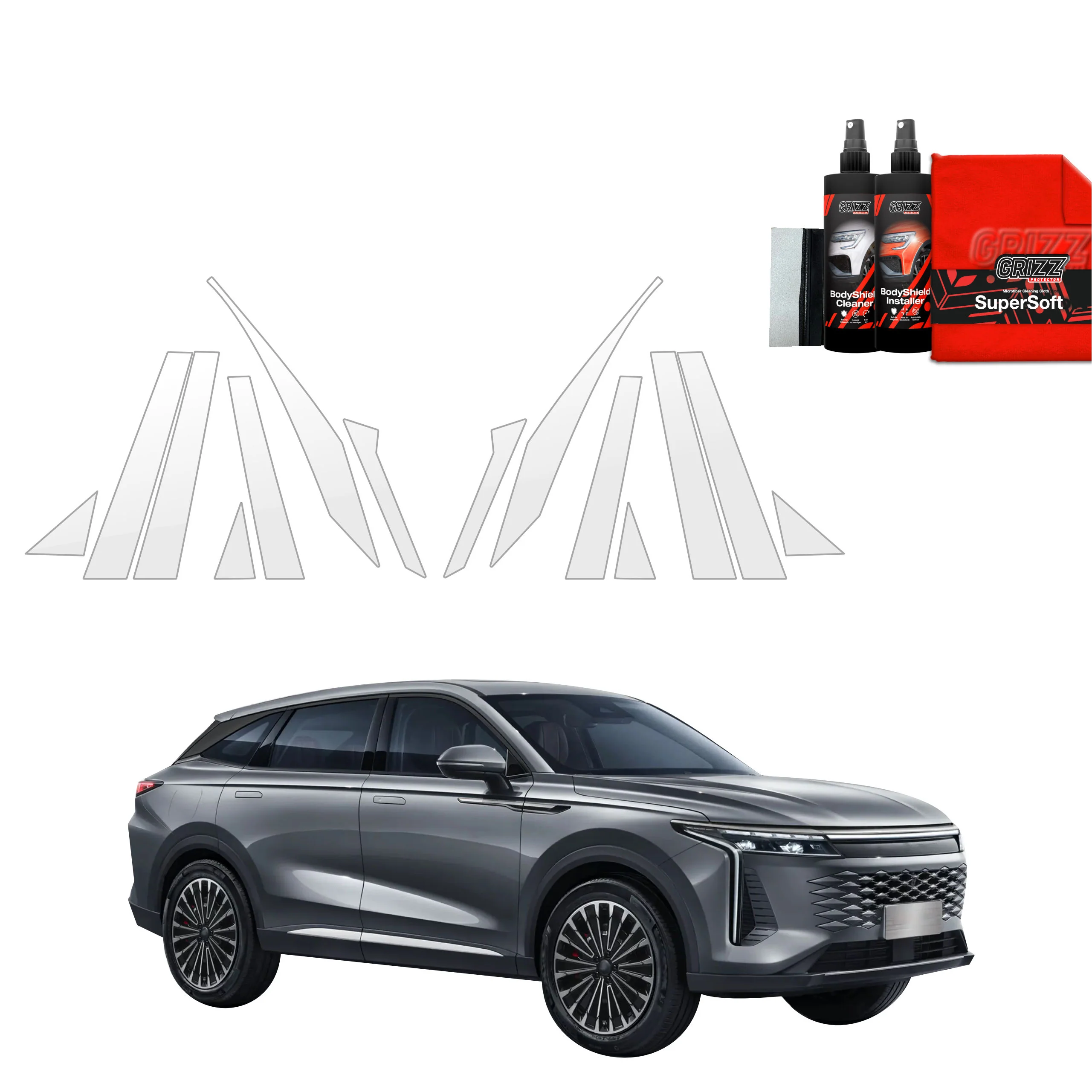 14in1 Schutzfolie für A-B-C-Säule - OMODA 9 Super Hybrid (2025-2026)