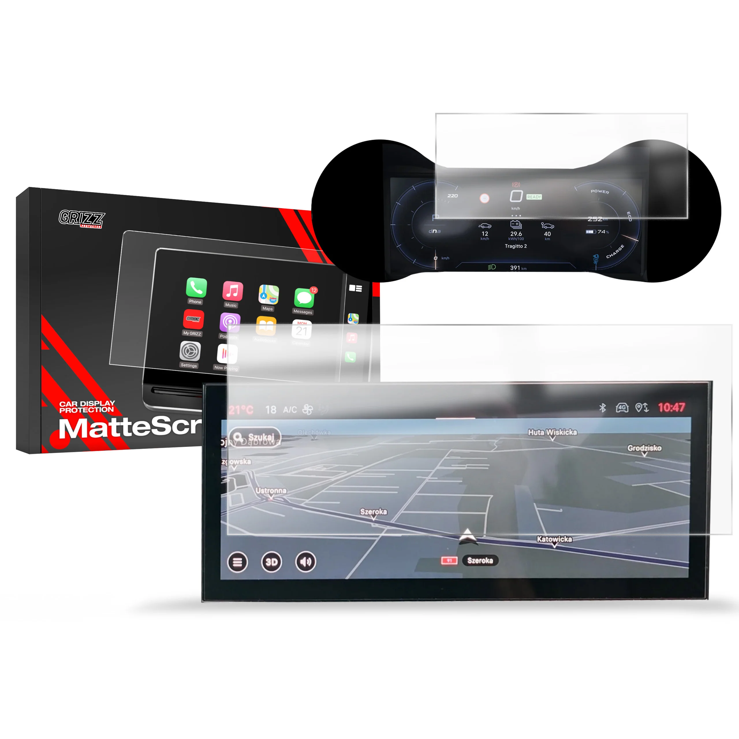 2in1 Displayschutzfolie für Alfa Romeo Junior 10,25" (2024-2026) Anti-Fingerprint, Matt
