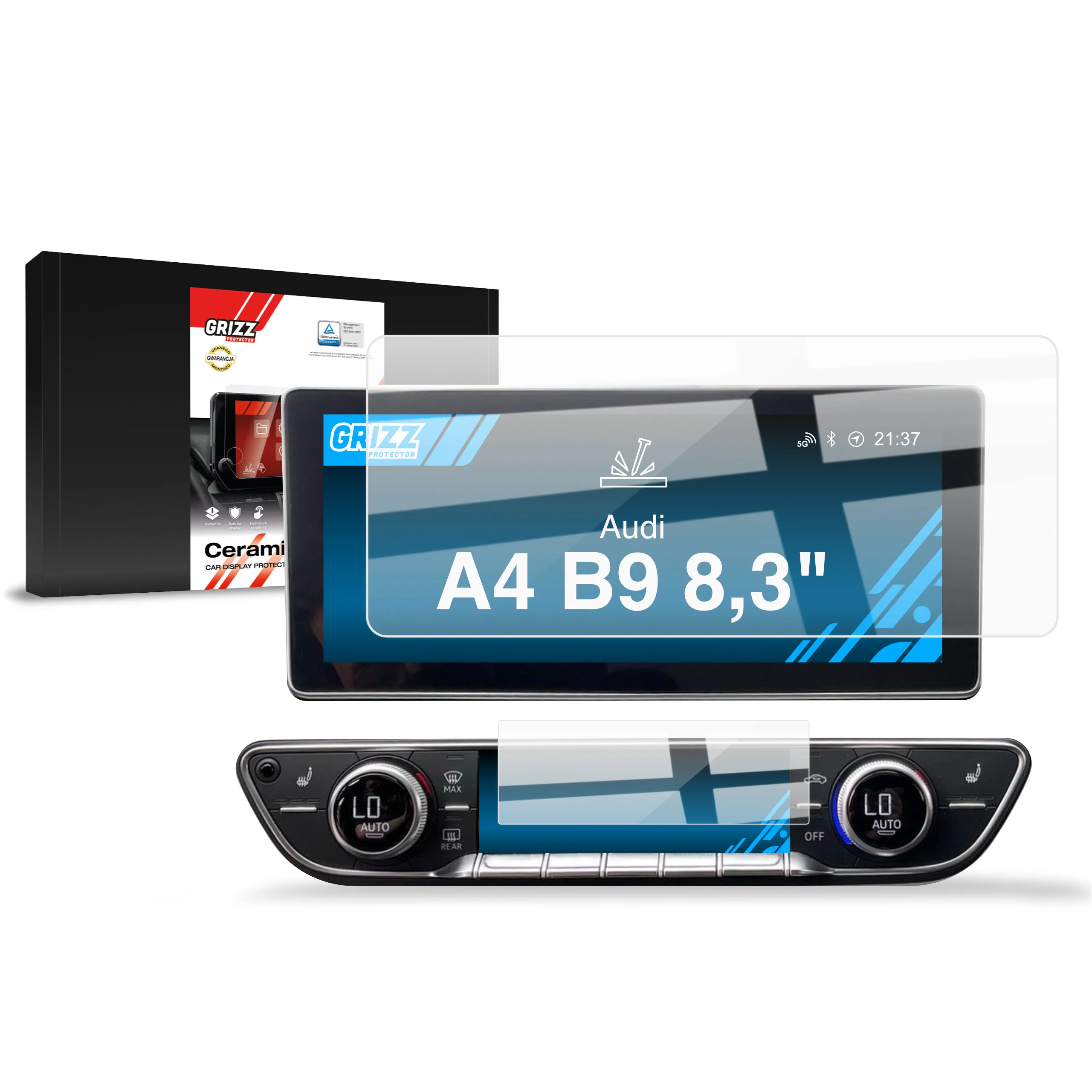 2in1 Displayschutzfolie für Audi A4 B9 8,3" (2016-2019) Navi Folie, Kratzfest, Klar
