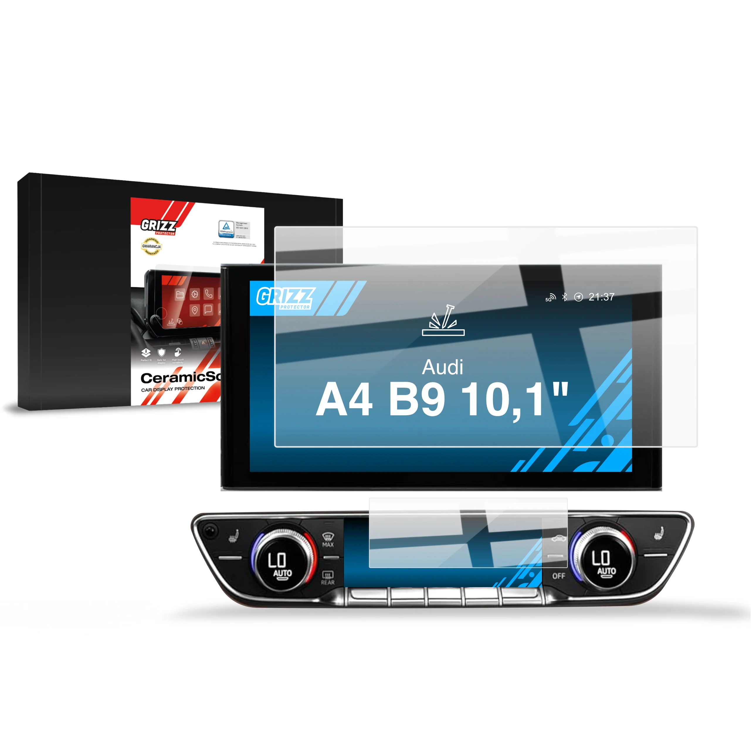 2in1 Displayschutzfolie für Audi A4 B9 10,1" (2020-2024) Navi Folie, Kratzfest, Klar