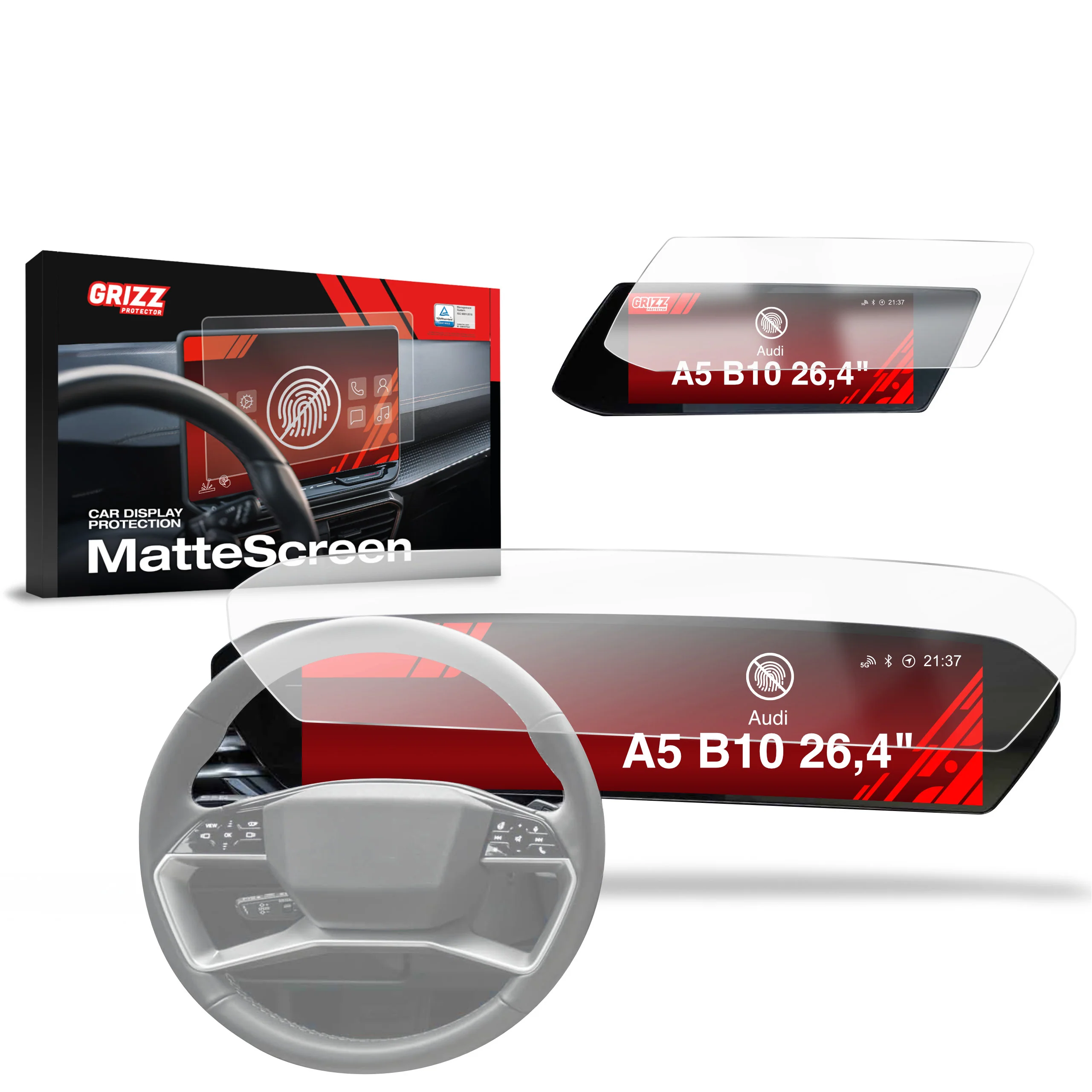2in1 Displayschutzfolie für Audi A5 B10 (2025-2026) Anti-Fingerprint, Matt