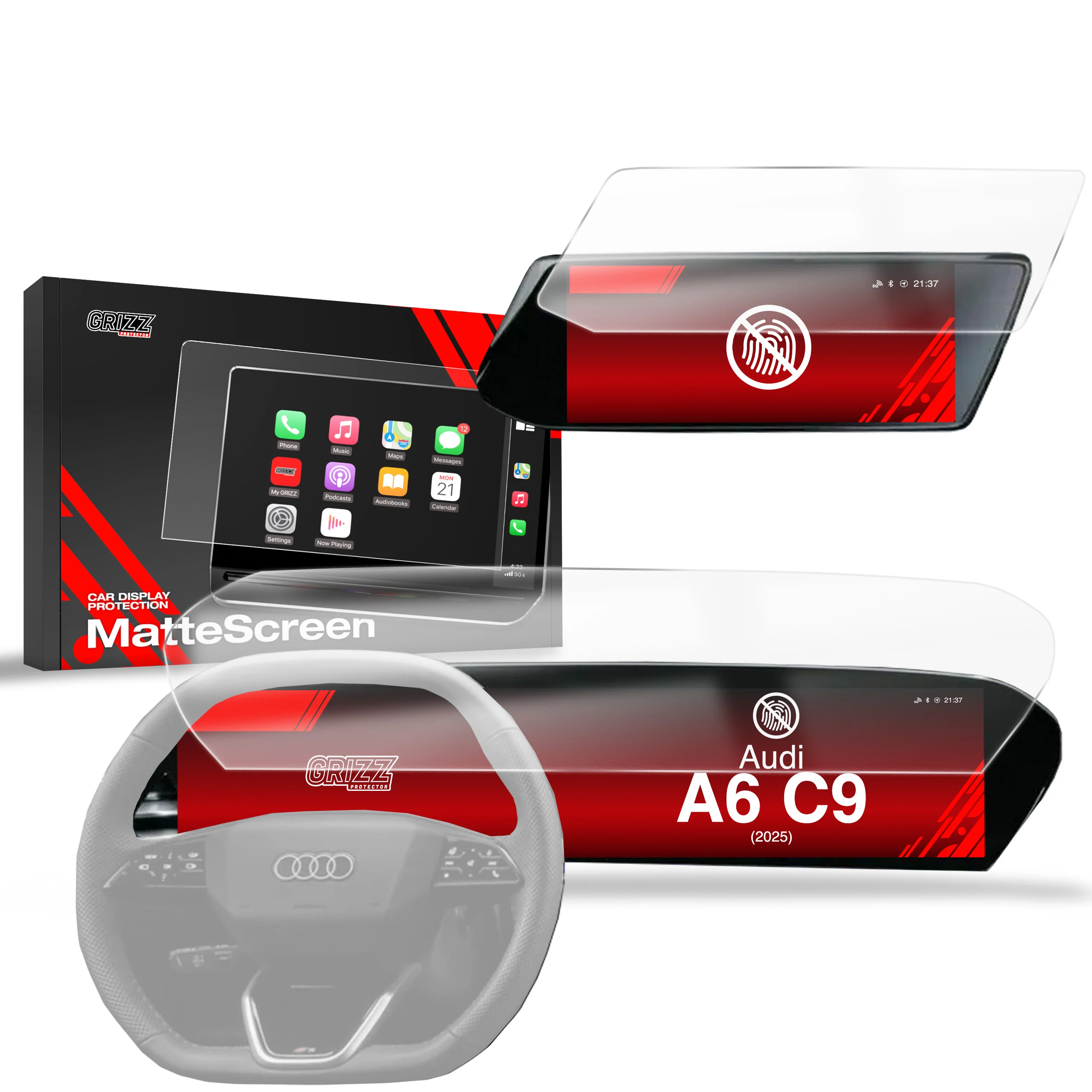 2in1 Displayschutzfolie für Audi A6 C9 14,5" (2025-2026) Anti-Fingerprint, Matt