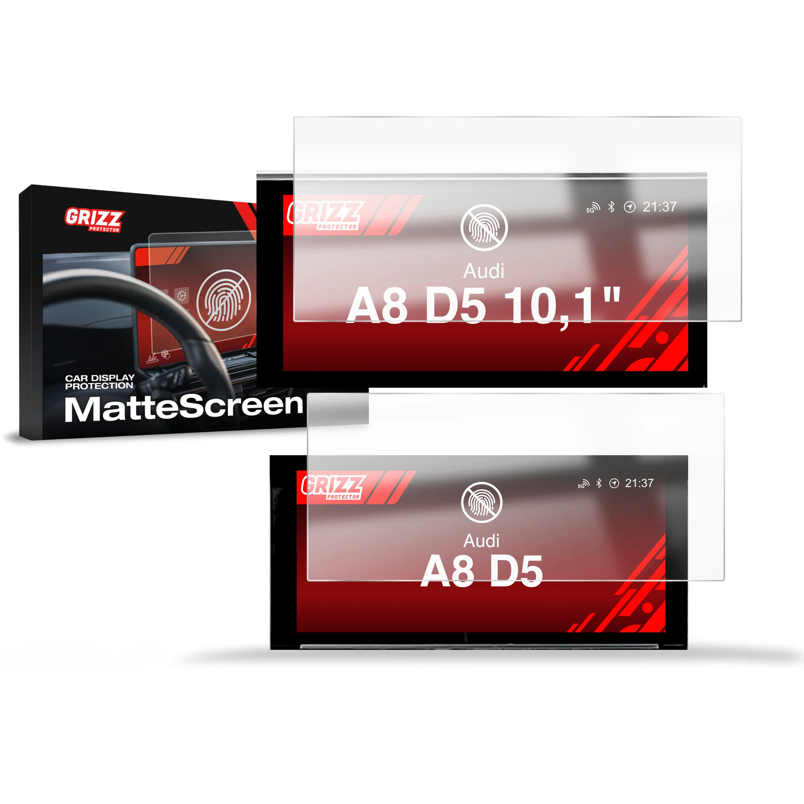 2in1 Displayschutzfolie für Audi A8 D5 (2017-2021) Anti-Fingerprint, Matt