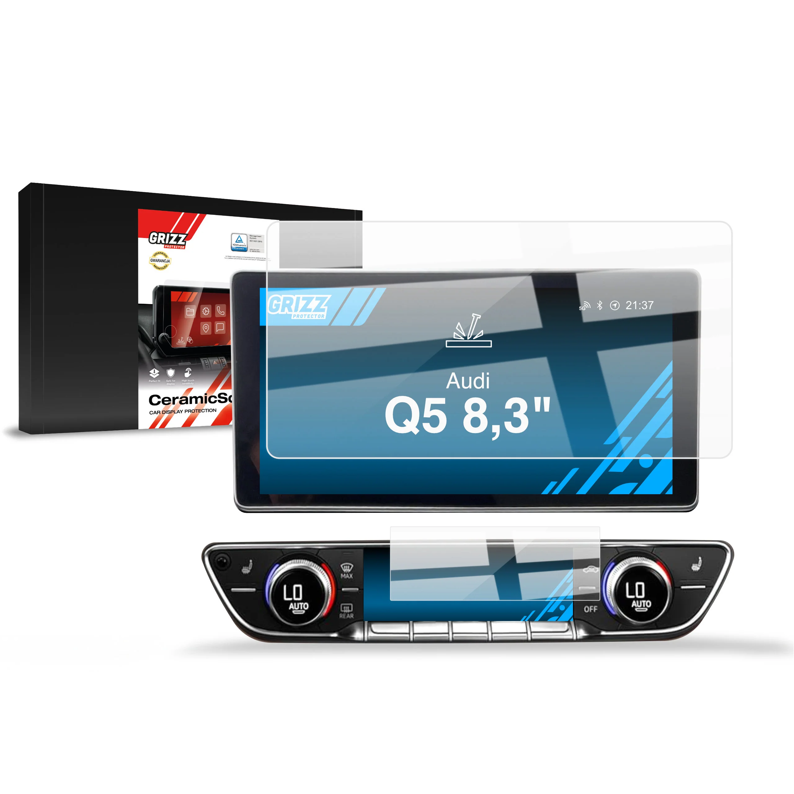 2in1 Displayschutzfolie für Audi Q5 8,3" (2016-2019) Navi Folie, Kratzfest, Klar