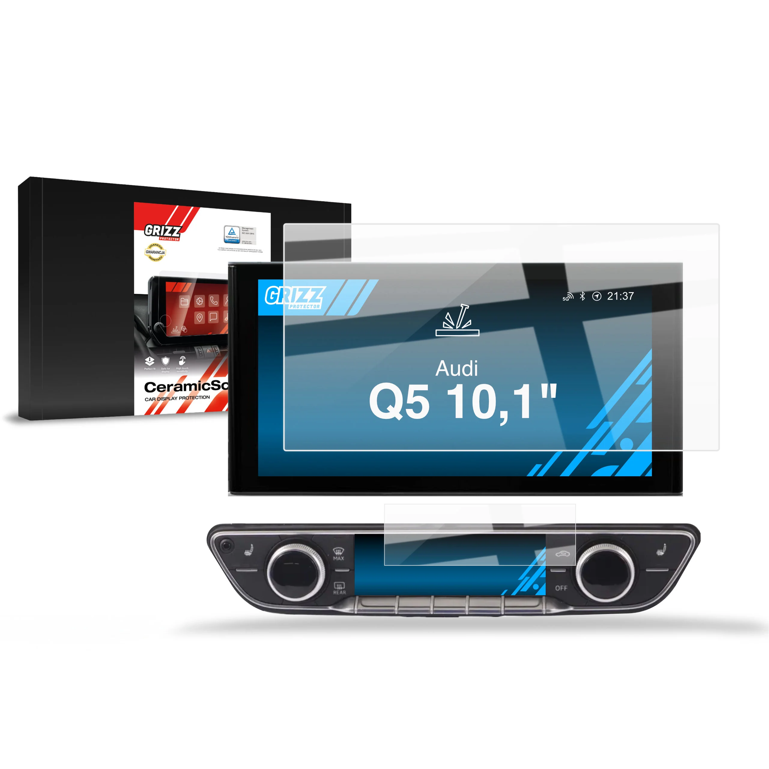 2in1 Displayschutzfolie für Audi Q5 10,1" (2020-2024) Navi Folie, Kratzfest, Klar - Image 9