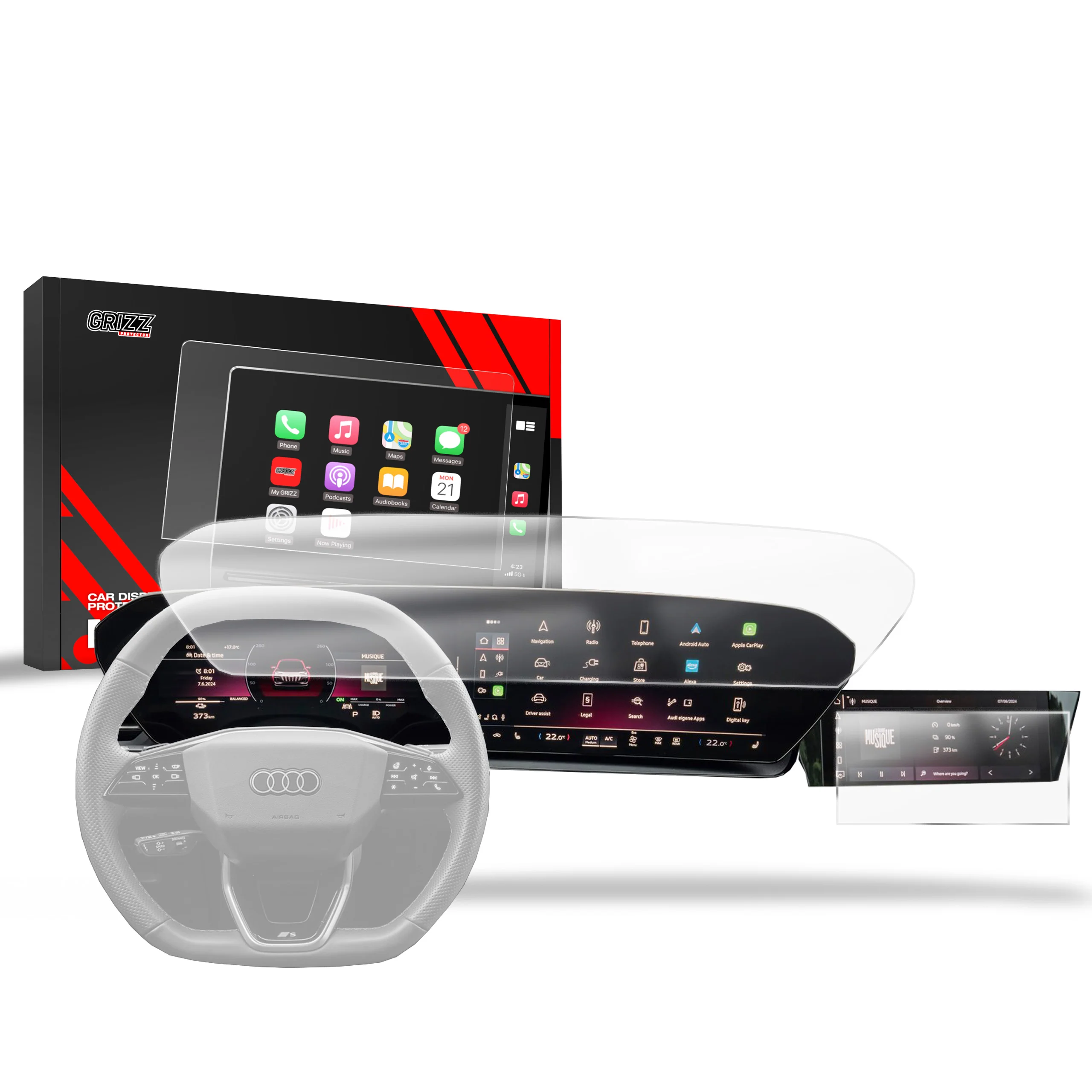 2in1 Displayschutzfolie für Audi Q6 e-tron (2024-2026) Anti-Fingerprint, Matt