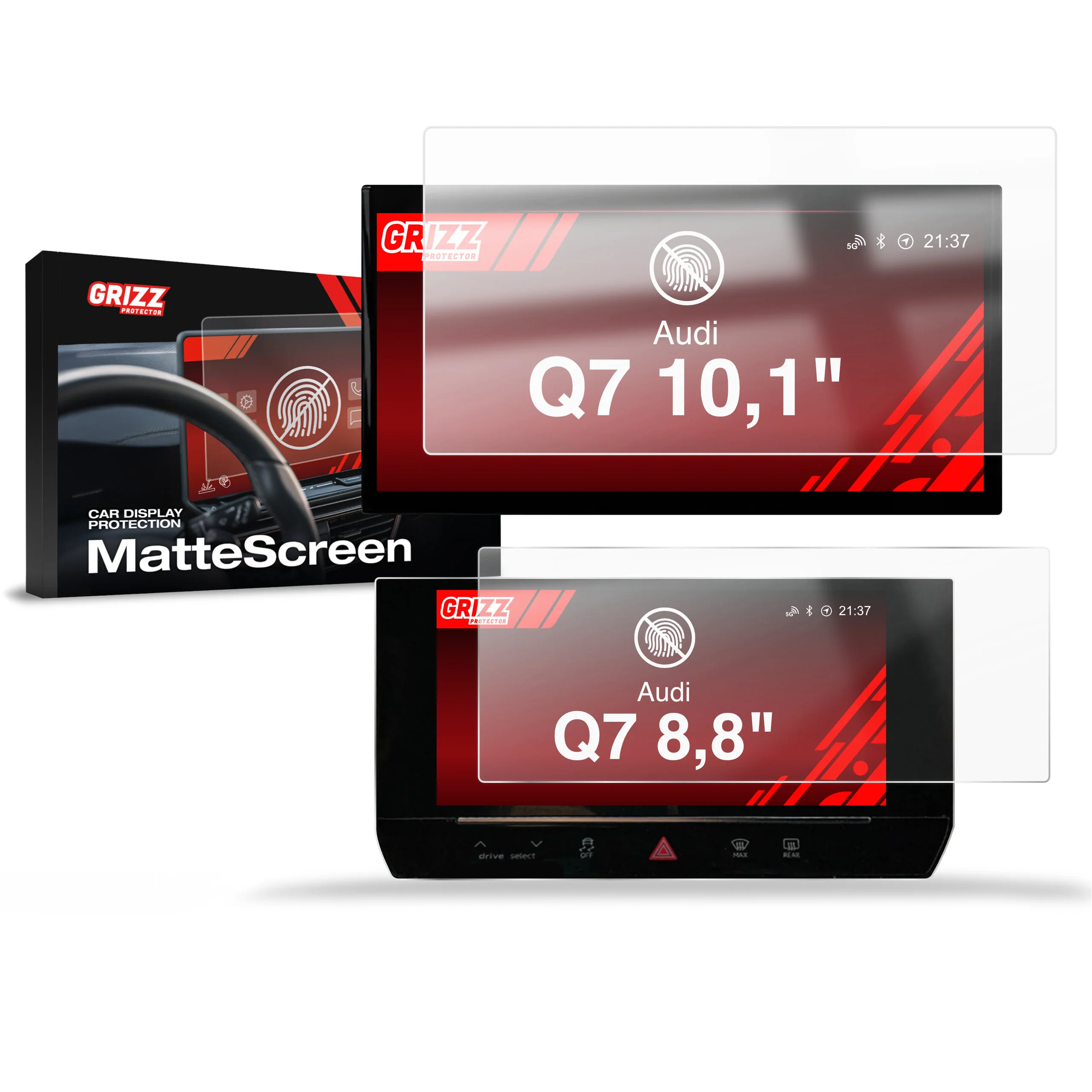 2in1 Displayschutzfolie für Audi Q7 (2019-2026) Anti-Fingerprint, Matt