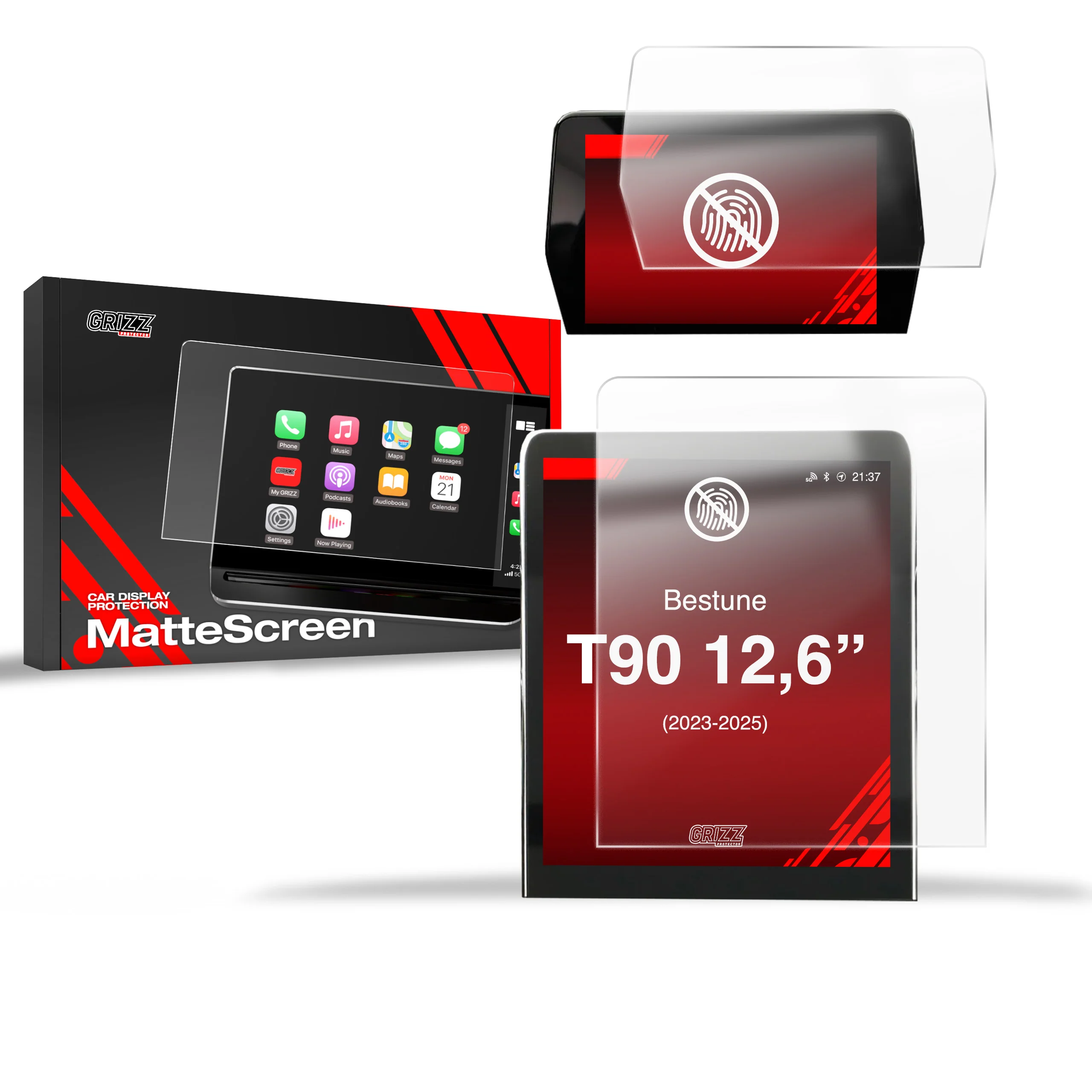 2in1 Displayschutzfolie für Bestune T90 12,6" (2023-2026) Anti-Fingerprint, Matt