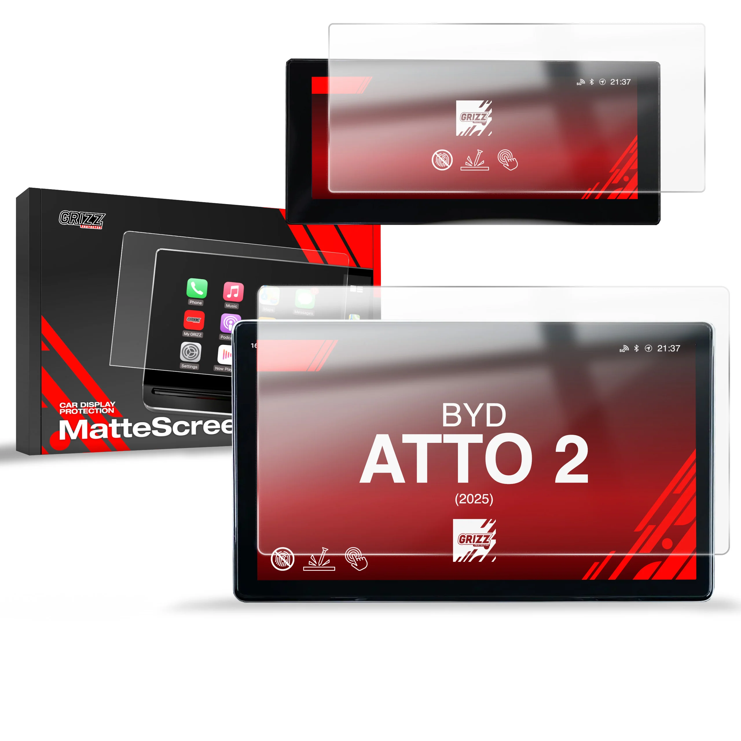 2in1 Displayschutzfolie für BYD ATTO 2 12,8" (2025-2026) Anti-Fingerprint, Matt