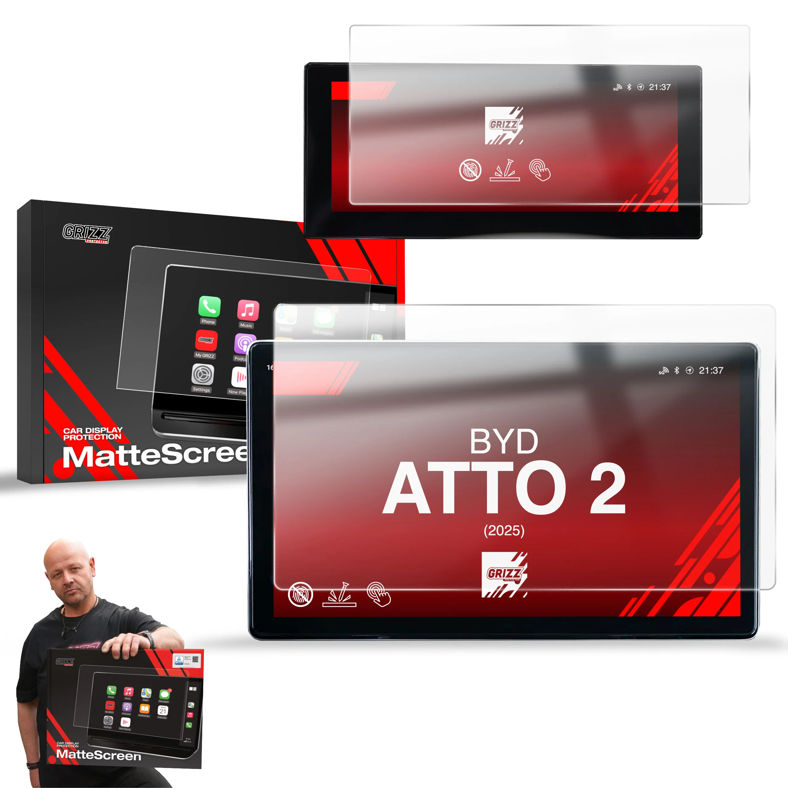 2in1 Displayschutzfolie für BYD ATTO 2 12,8" (2025-2026) Anti-Fingerprint, Matt - Image 9