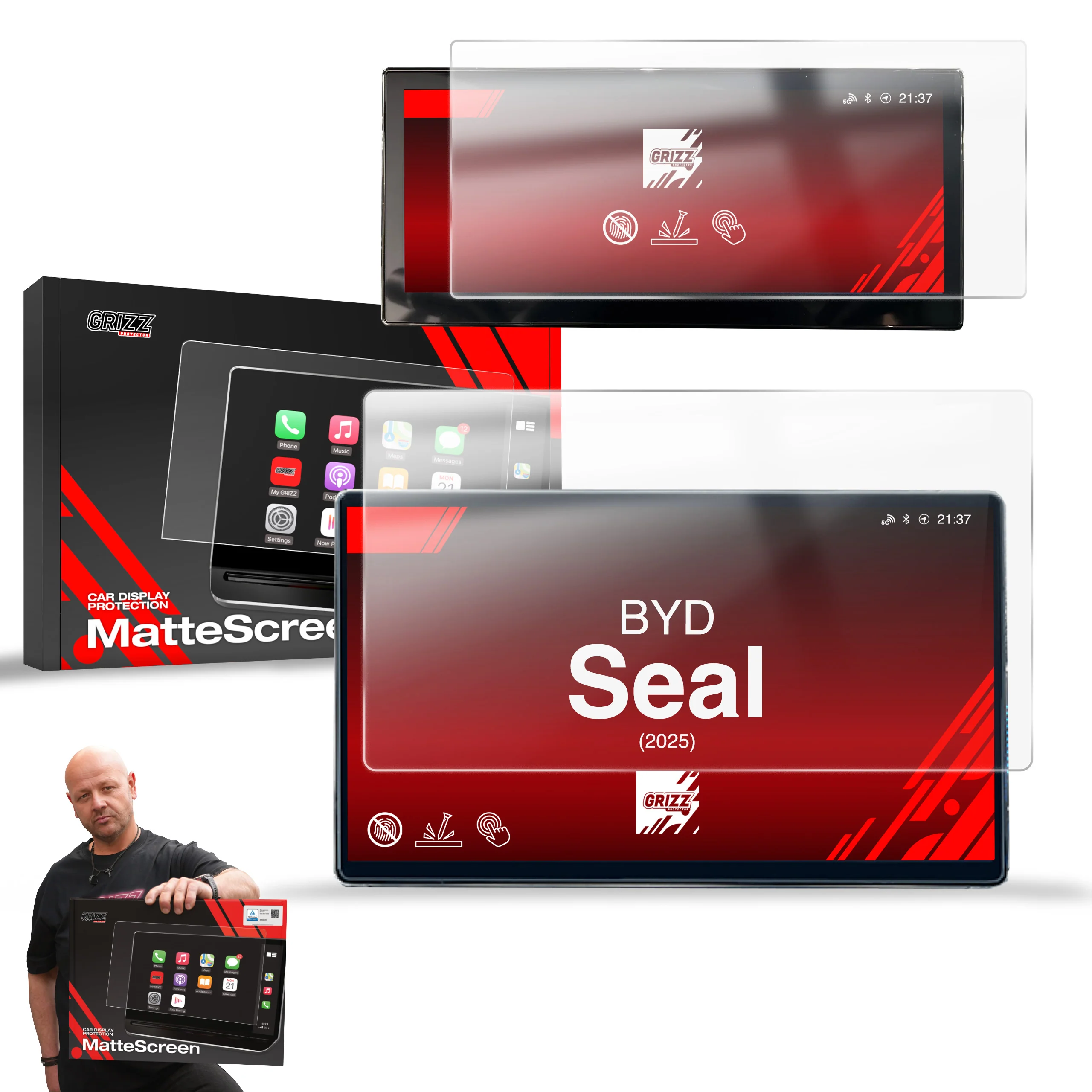 2in1 Displayschutzfolie für BYD Seal (2025-2026) Anti-Fingerprint, Matt - Image 8