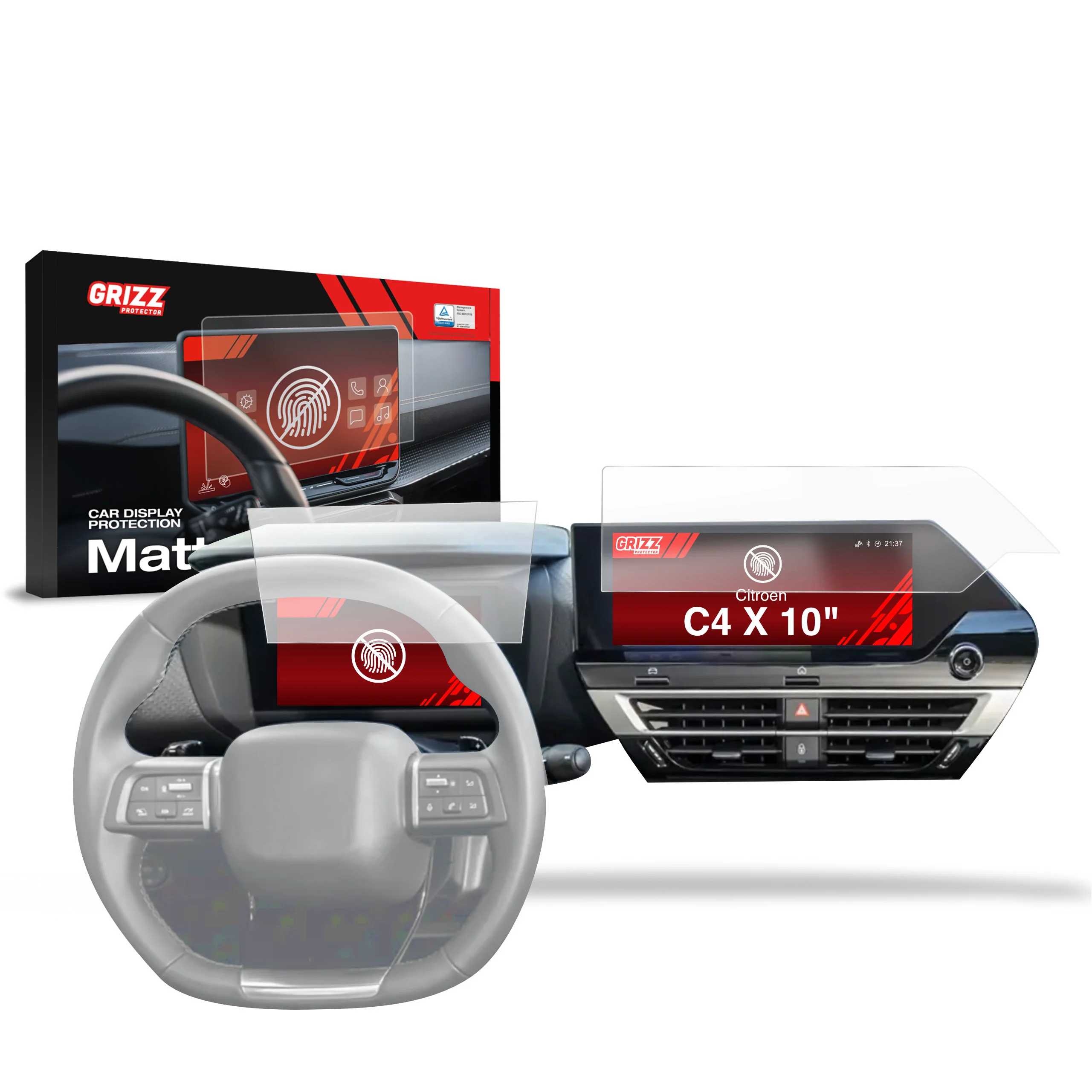 2in1 Displayschutzfolie für Citroen C4 X 10" (2022-2024) Anti-Fingerprint, Matt