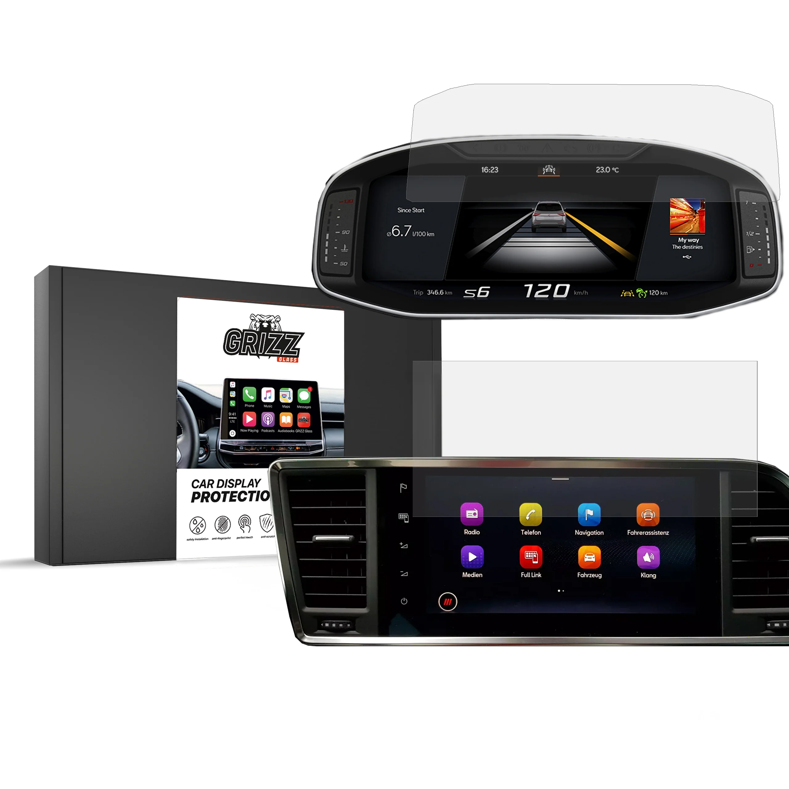 2in1 Displayschutzfolie für Cupra Ateca 9,2" (2020-2026) Navi Folie, Kratzfest, Klar