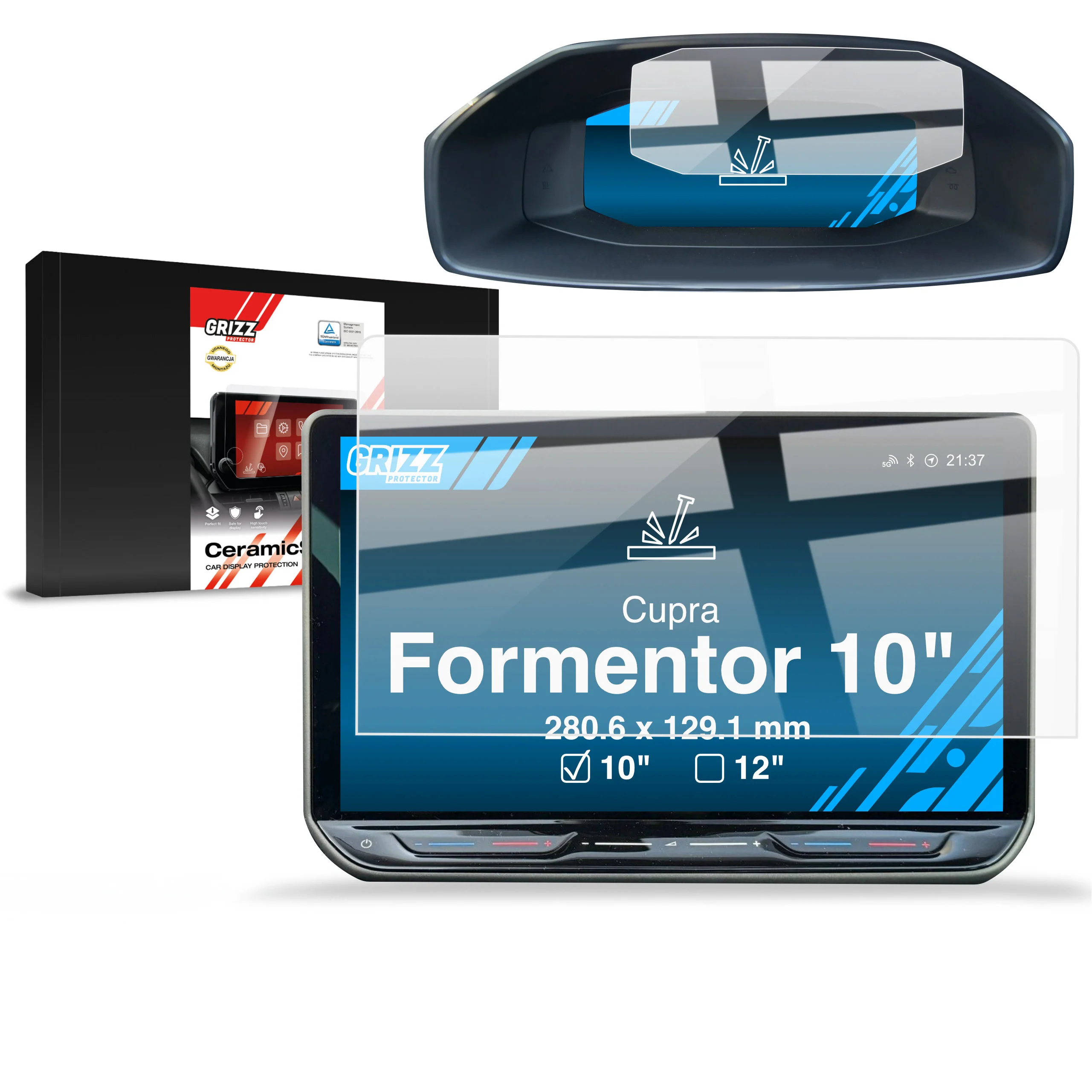 2in1 Displayschutzfolie für Cupra Formentor 10" (2020-2024) Navi Folie, Kratzfest, Klar