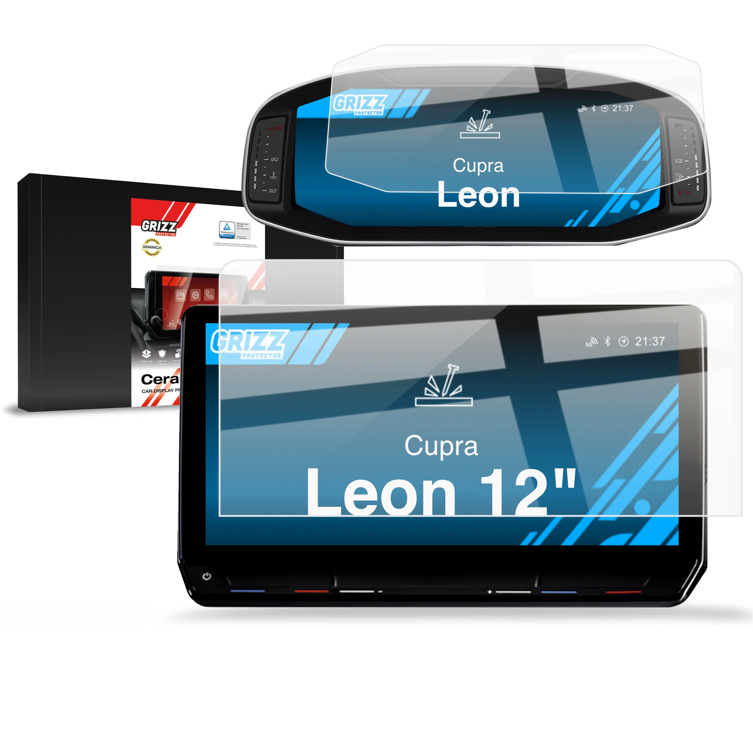 2in1 Displayschutzfolie für Cupra Leon 12" (2020-2024) Navi Folie, Kratzfest, Klar