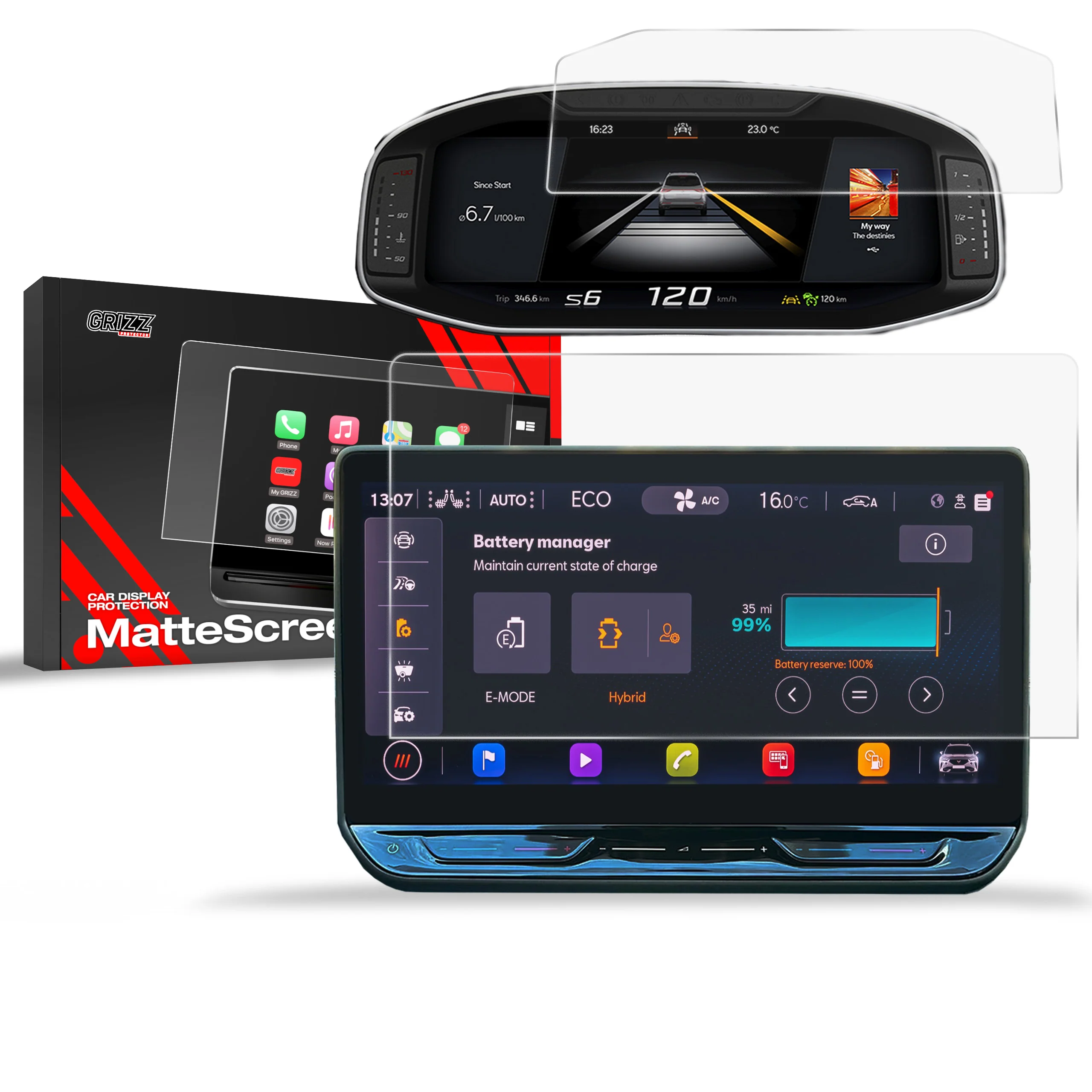 2in1 Displayschutzfolie für Cupra Leon 12,9" (2024-2026) Anti-Fingerprint, Matt