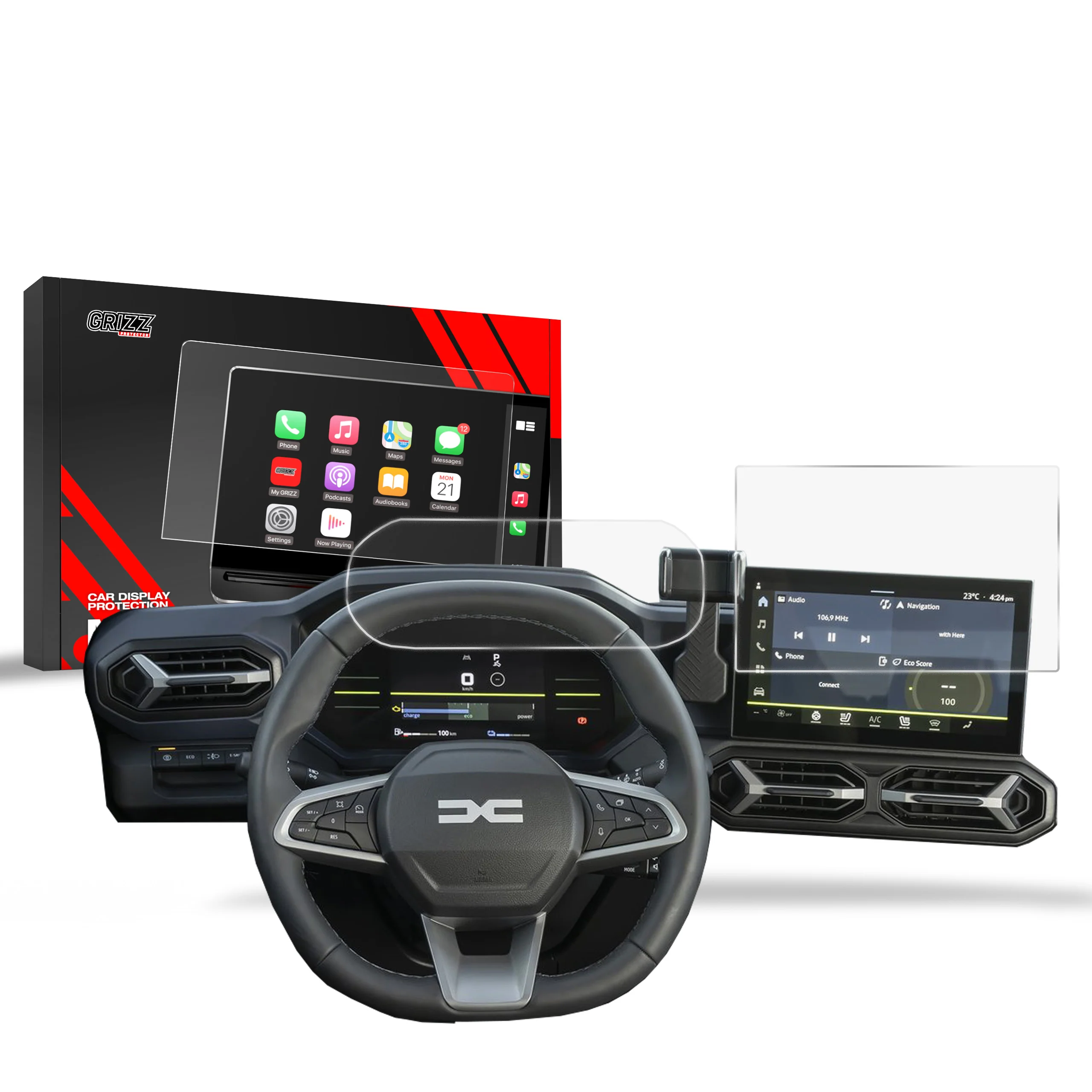 2in1 Displayschutzfolie für Dacia Duster 10" (2024-2026) Anti-Fingerprint, Matt